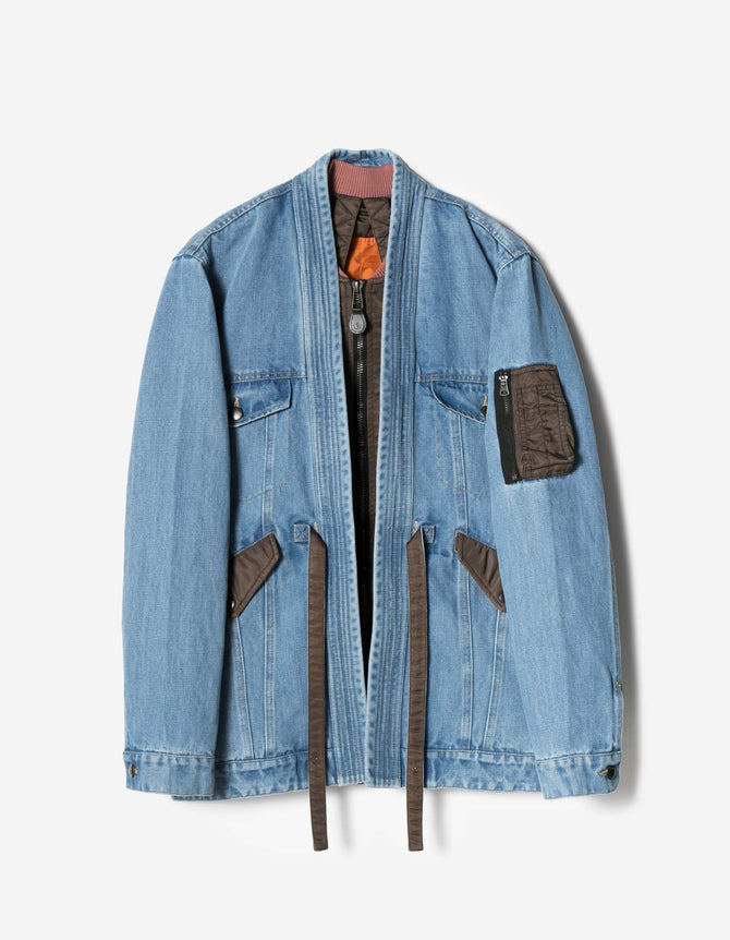 7384 L2-B Hemp Denim Trucker Kimono Washed Indigo