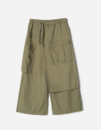 7398 WR Asym Cargo Hakama Pants Olive OG-107F