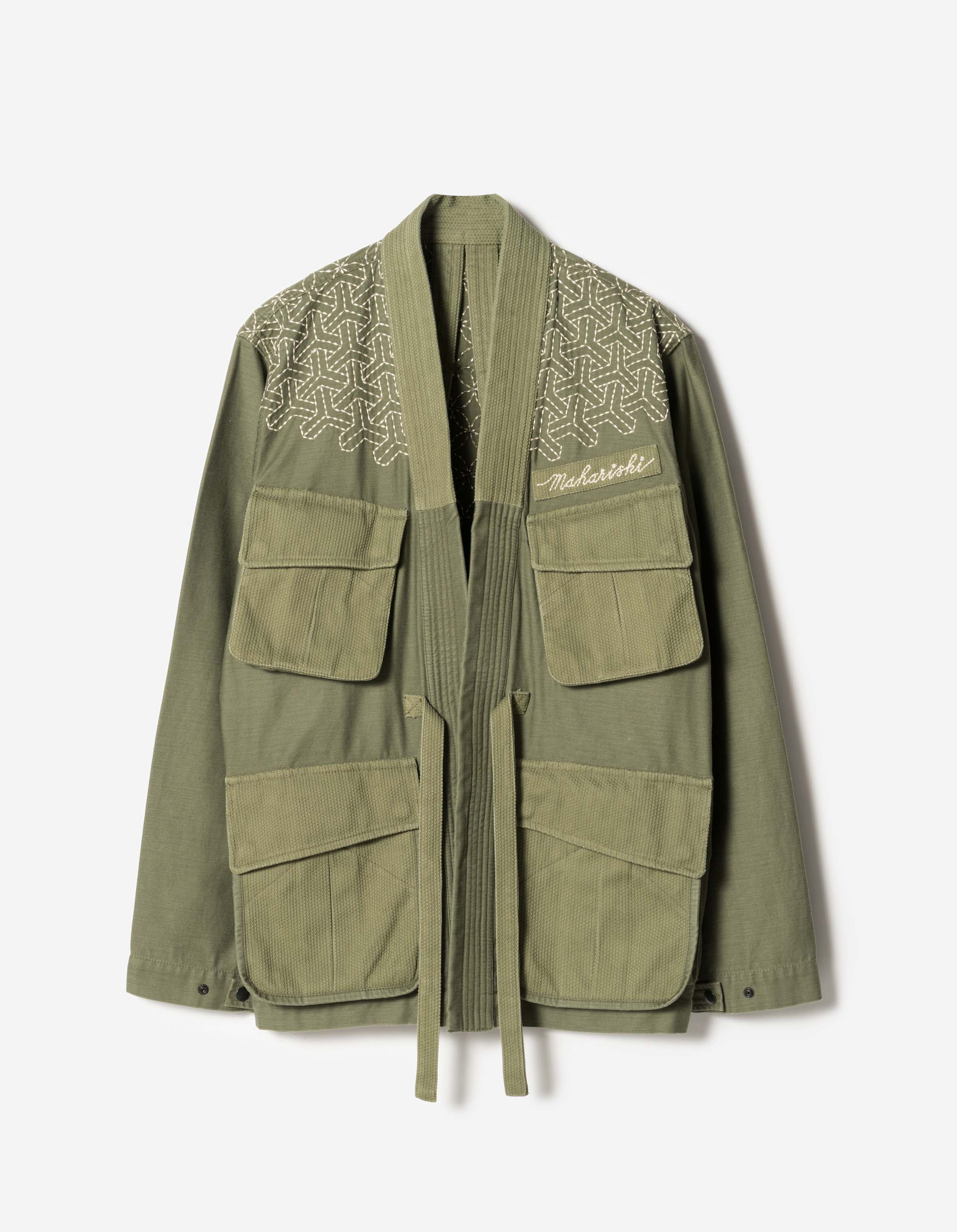 7585 Sashiko Jungle Kimono Olive – Maharishi