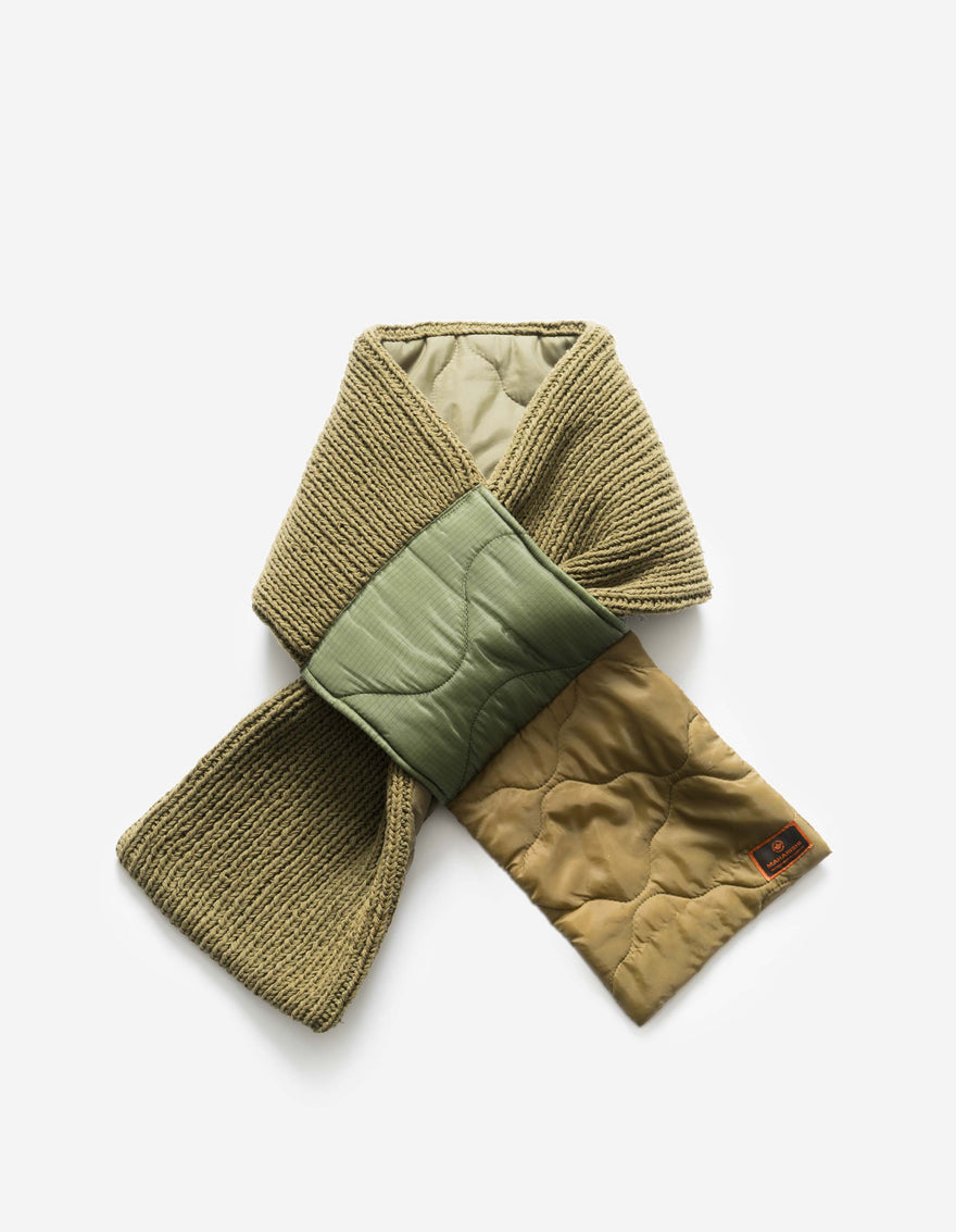 7601 Natural Knitted Scarf Natural Olive