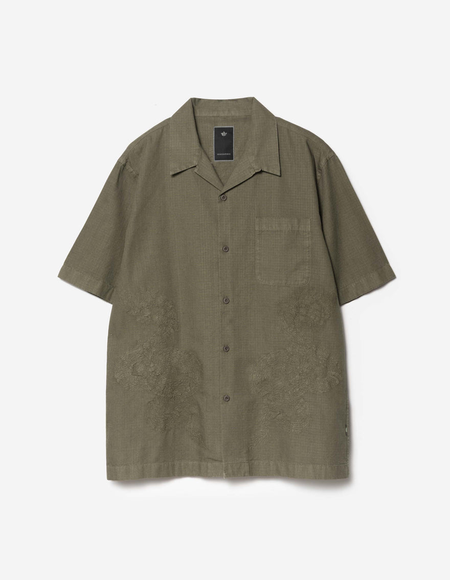 7680 Mantra Camp Collar Shirt Olive OG-107F