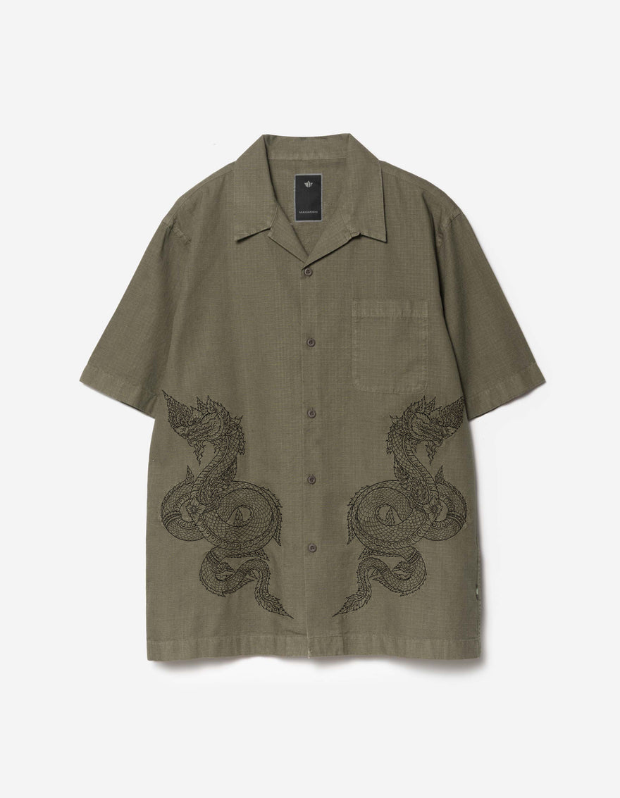 7680 Mantra Camp Collar Shirt Olive OG-107F