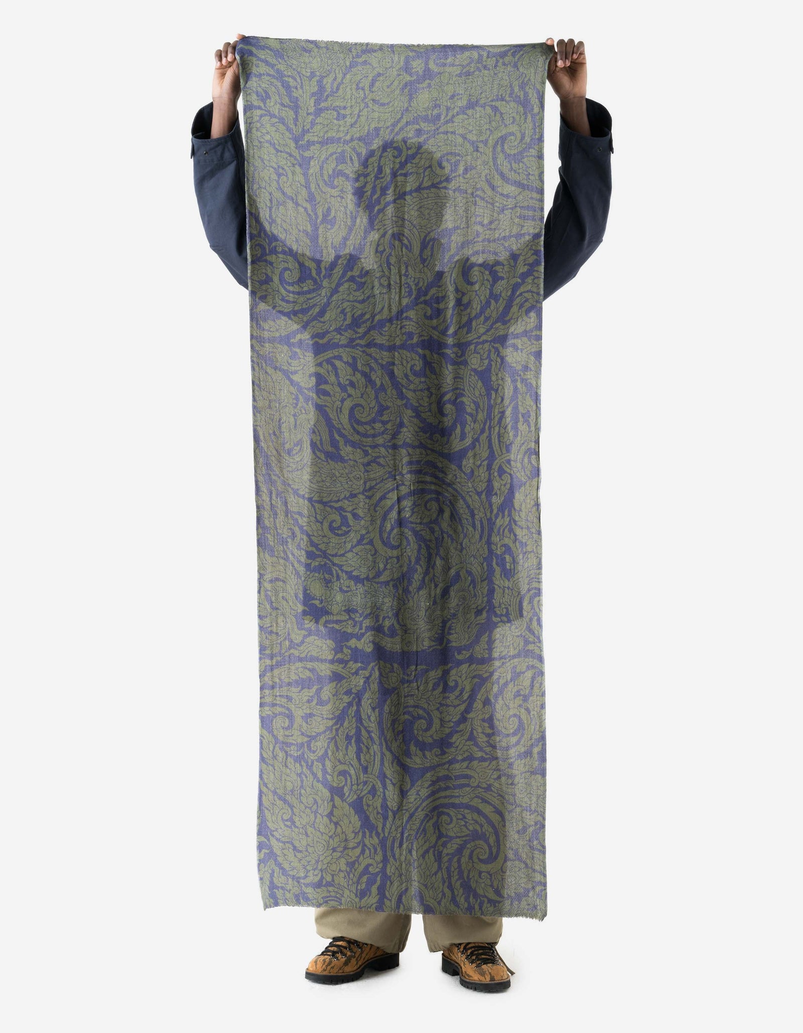 7690 Thai Temple Pashmina Navy/Olive