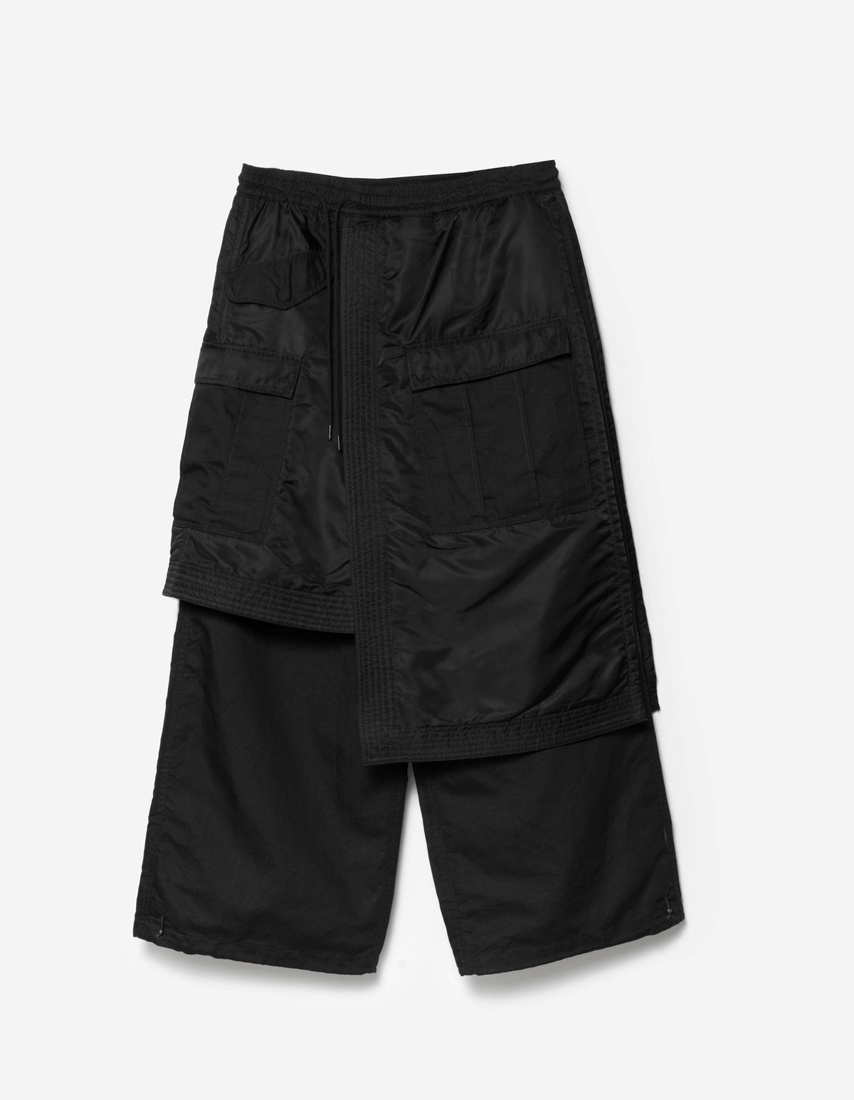 7705 Asym Cargo Padded Hakama Pants Black