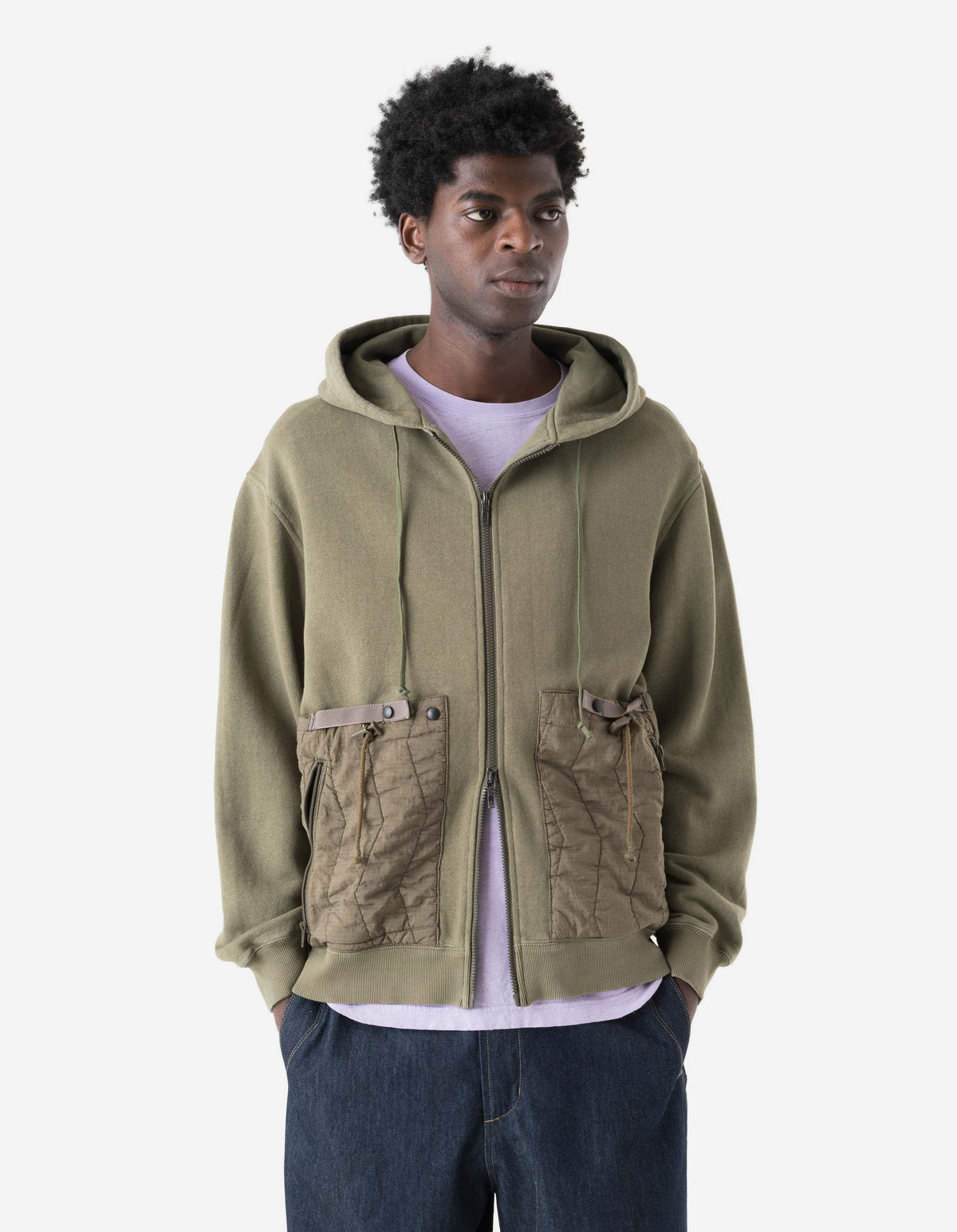 7732 Upcycled Liner Hemp Hooded Sweat Olive OG-107F