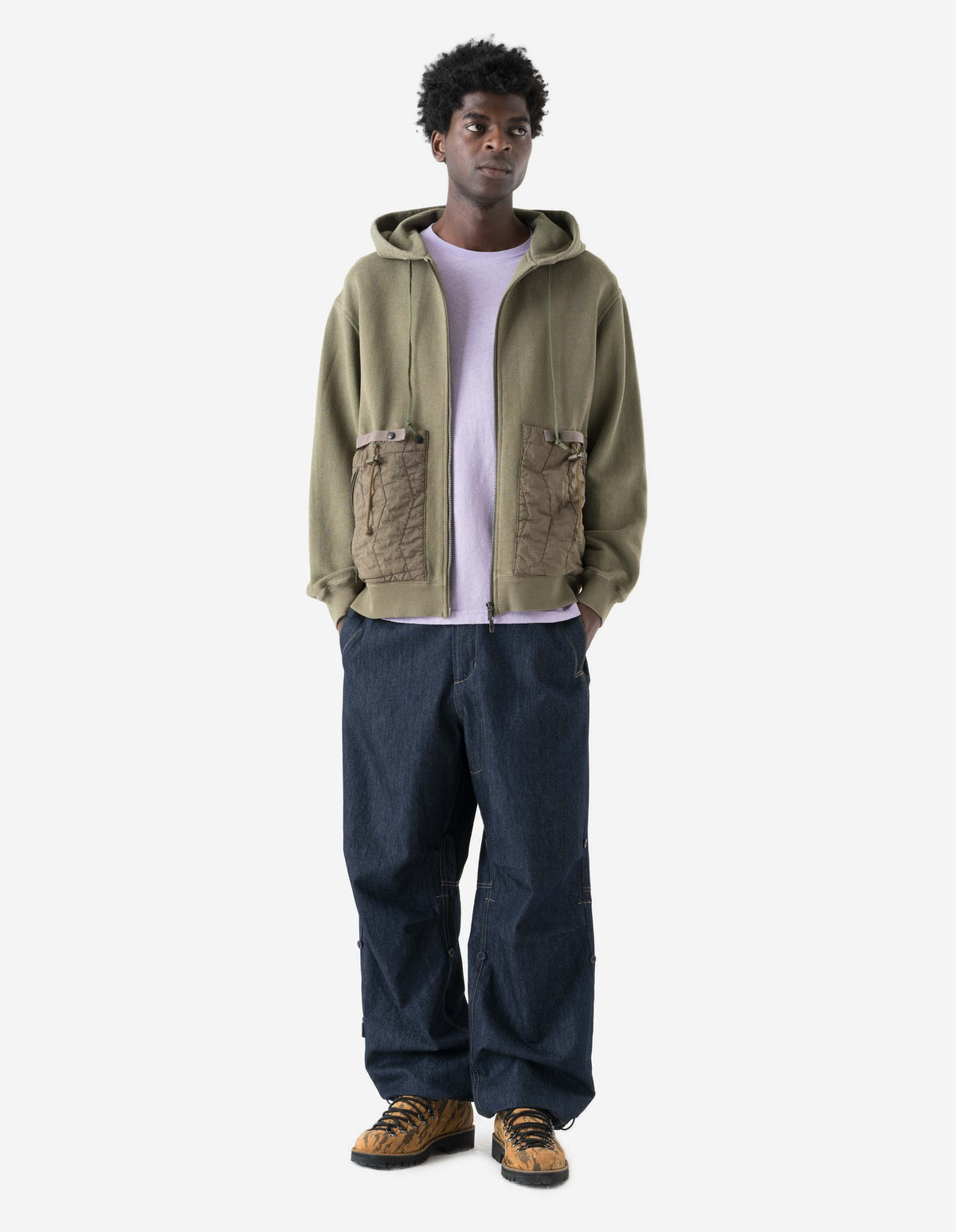 7732 Upcycled Liner Hemp Hooded Sweat Olive OG-107F
