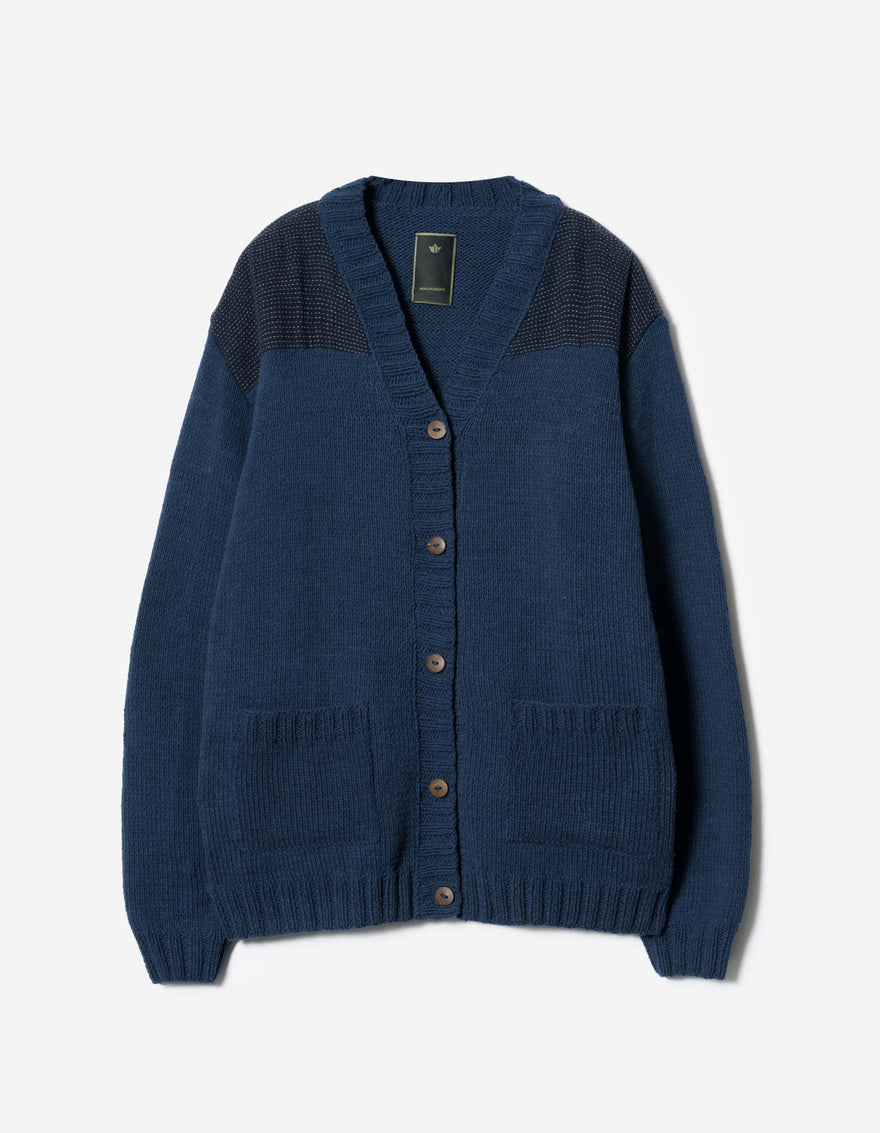 7772 Natural Knitted Cardigan Natural Indigo