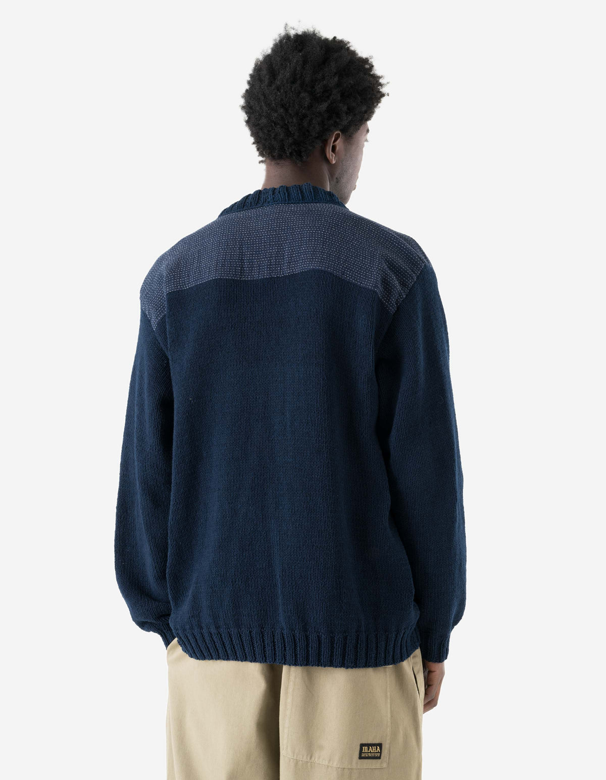 7772 Natural Knitted Cardigan Natural Indigo