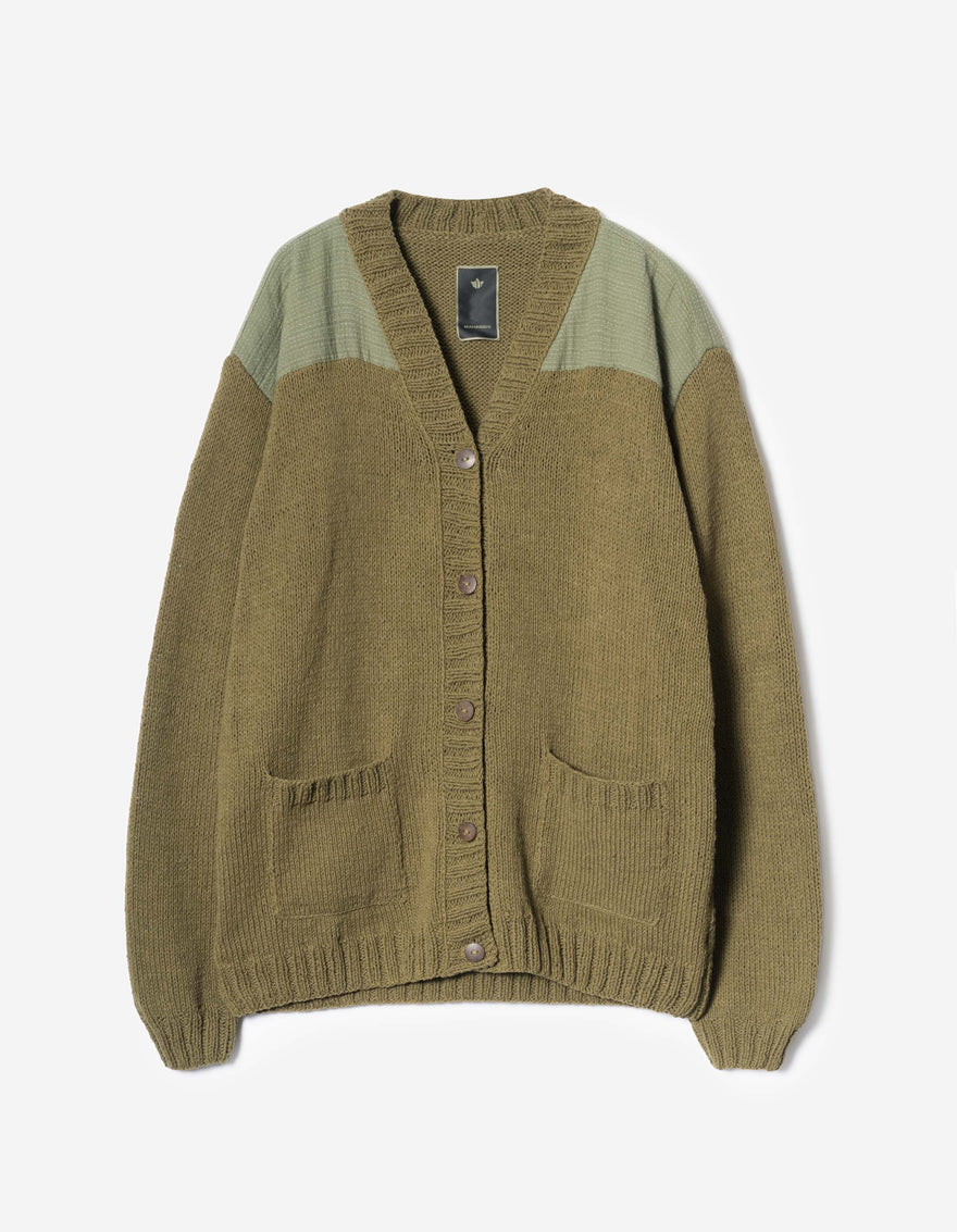 7772 Natural Knitted Cardigan Natural Olive