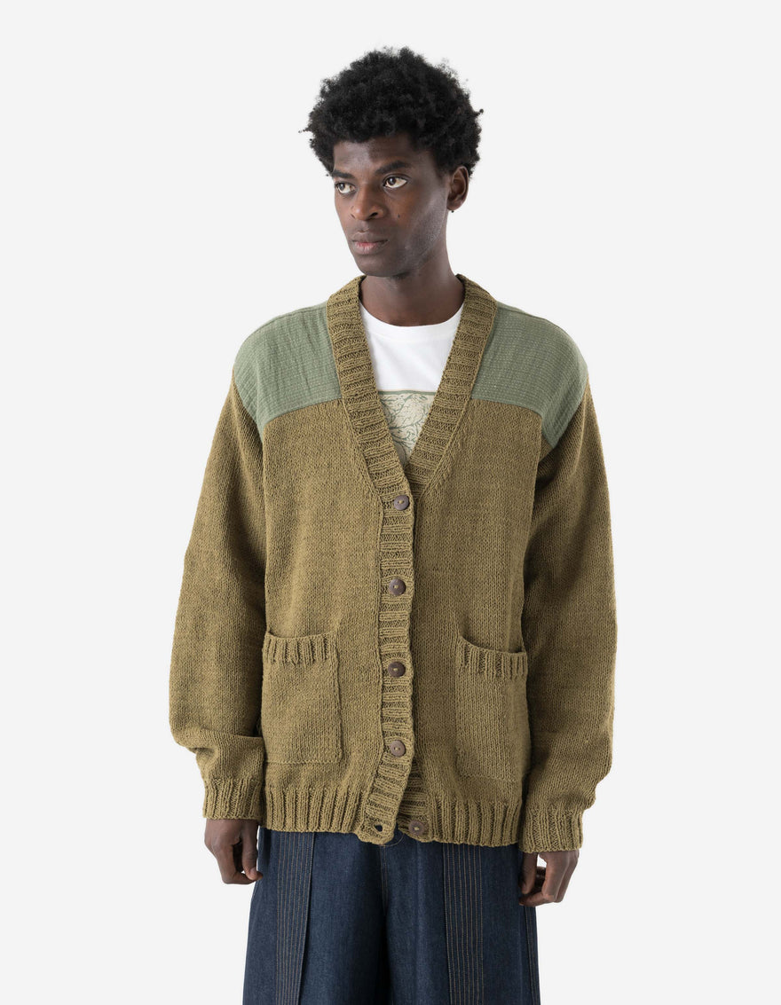 7772 Natural Knitted Cardigan Natural Olive