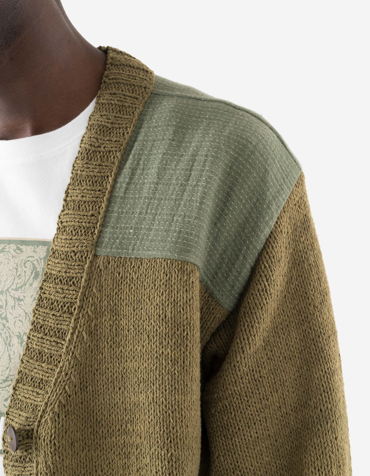 7772 Natural Knitted Cardigan Natural Olive