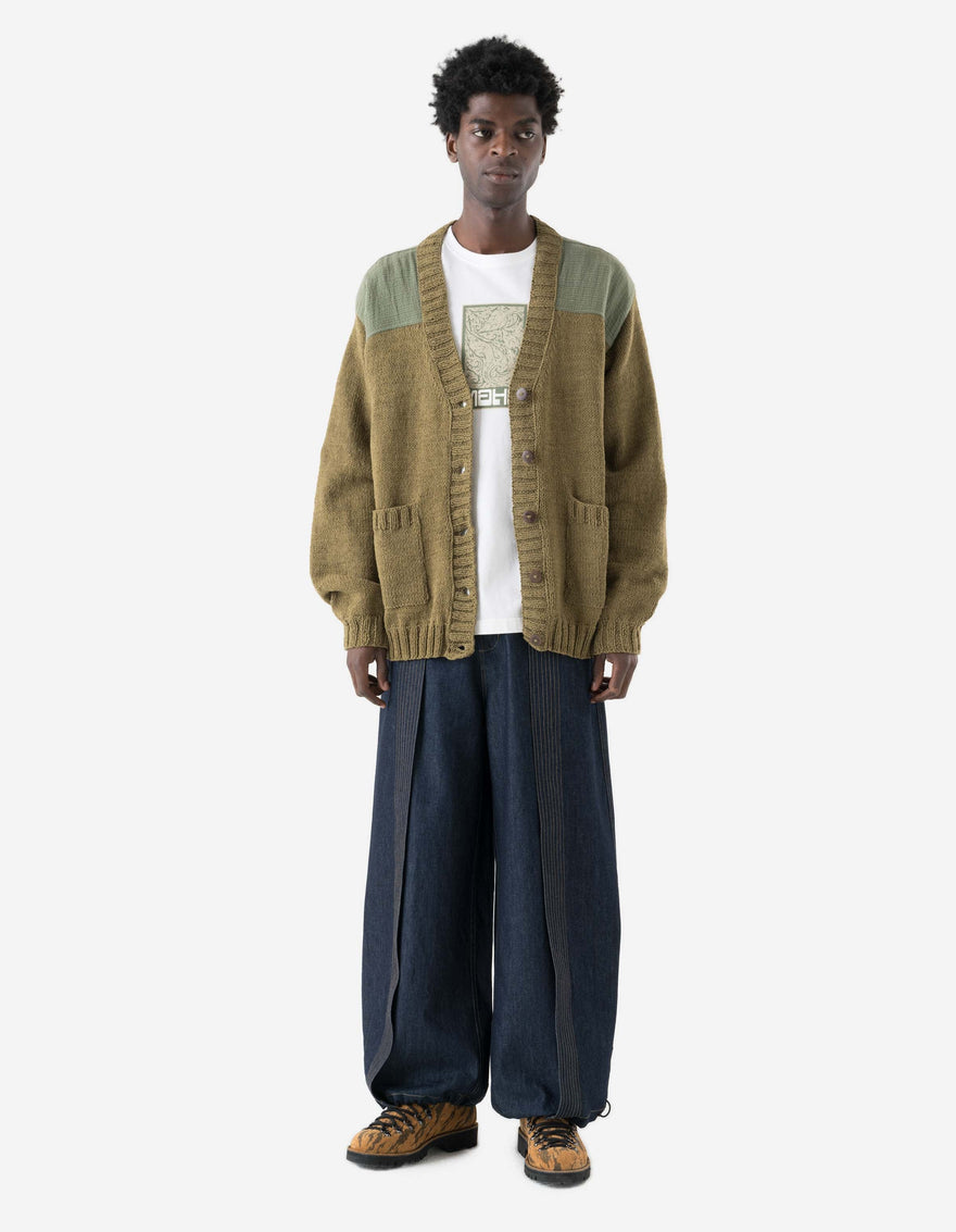 7772 Natural Knitted Cardigan Natural Olive
