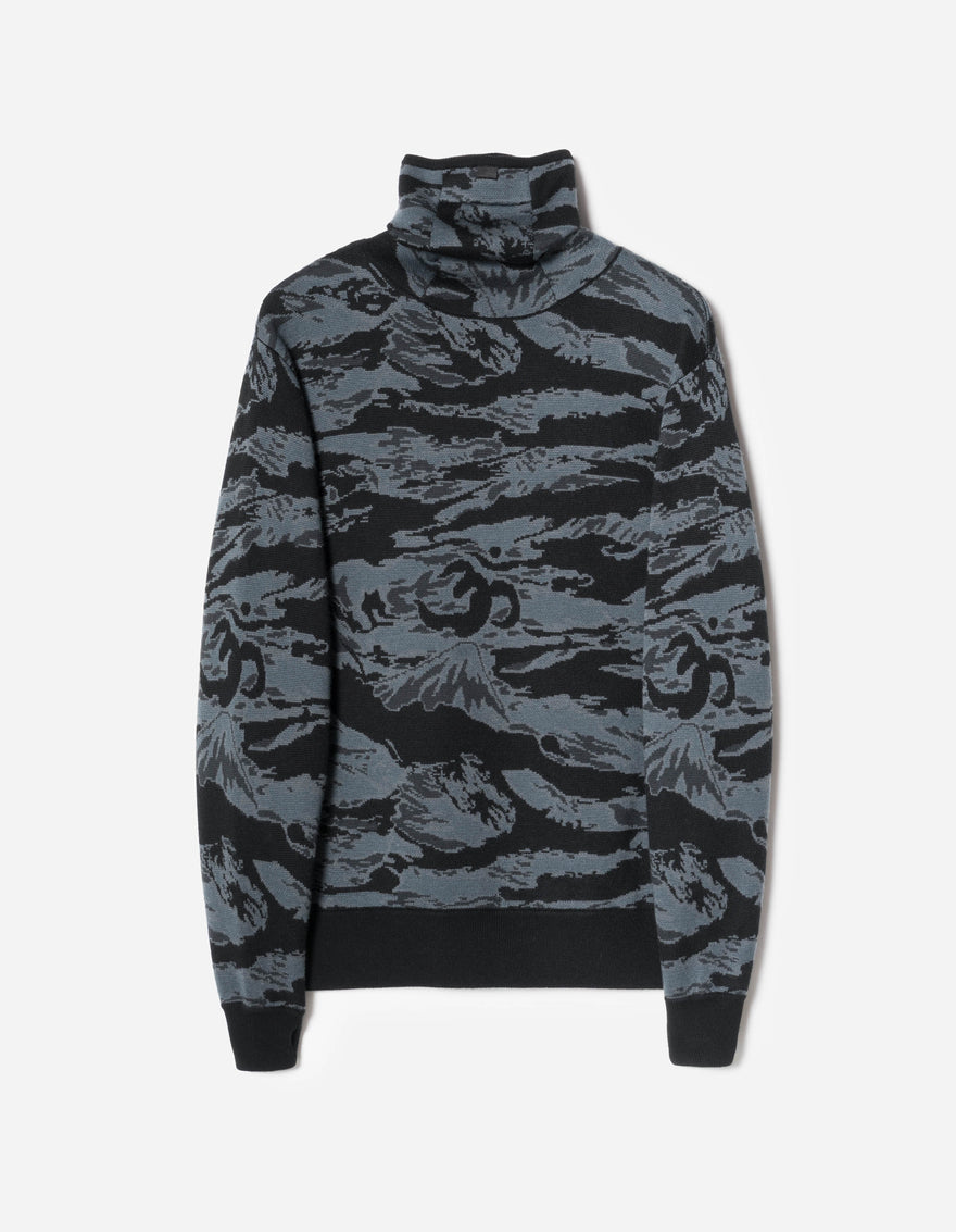 7286 Camo Half Balaclava Knit Subdued Night