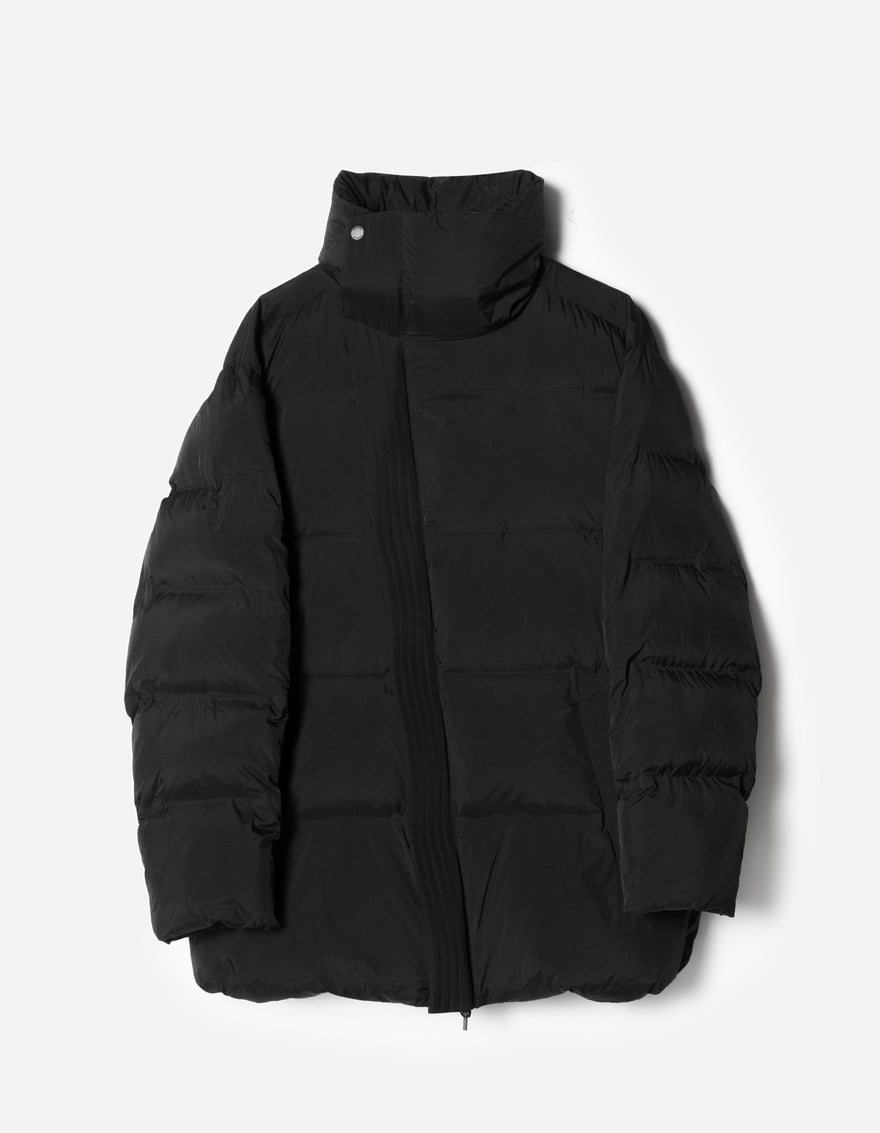 7798 Oversized Asym Puffer Jacket Black