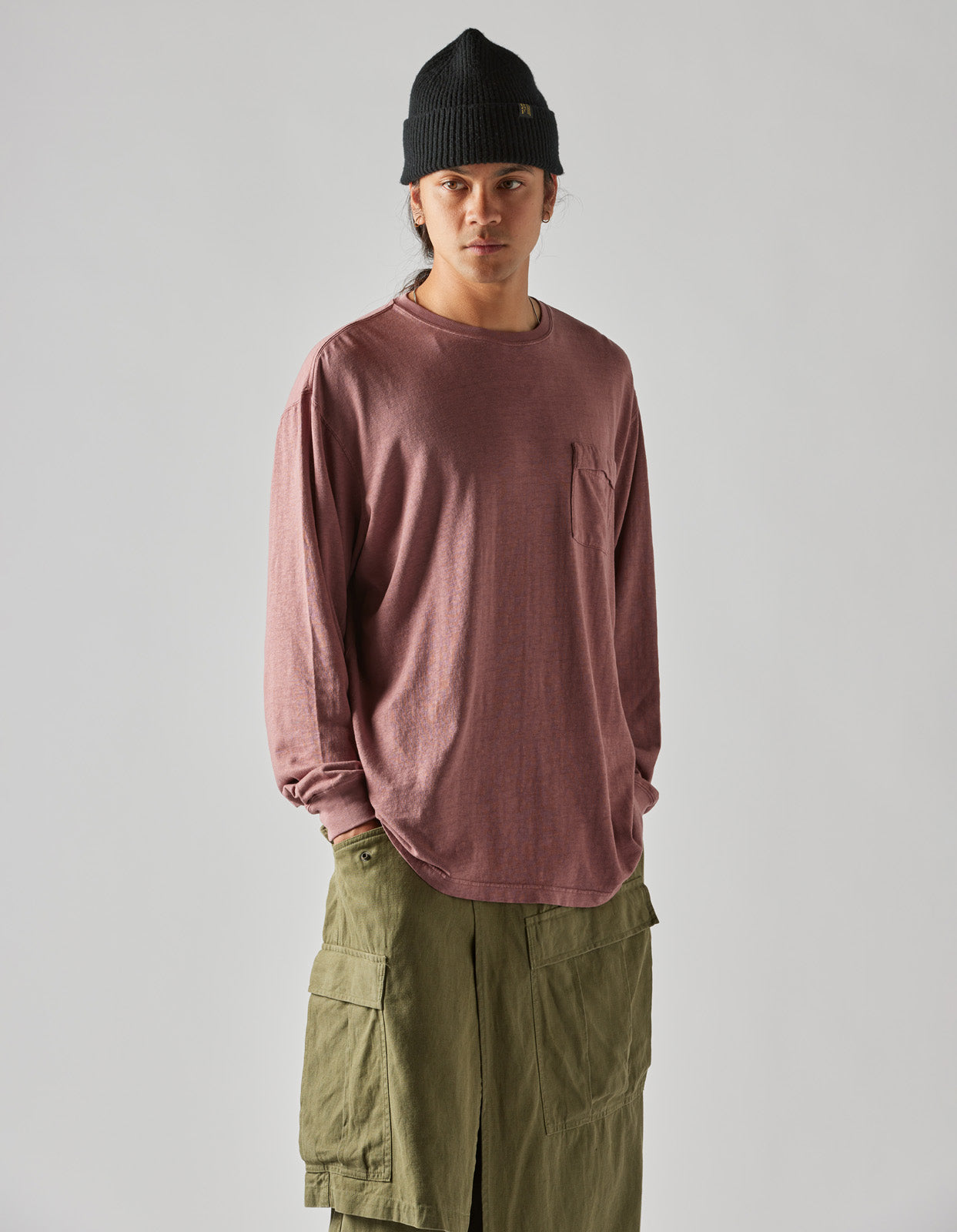 8010 Hemp Organic L/S Pocket T-Shirt Murasaki Purple