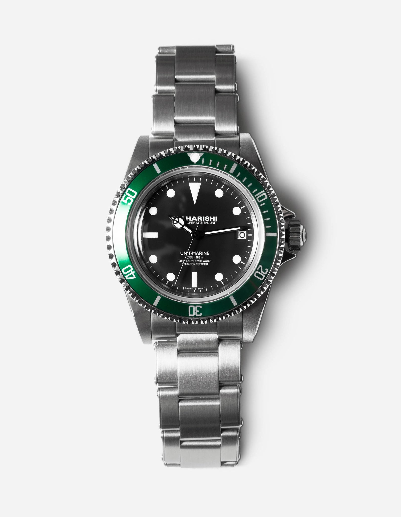 9500 Green Marine Watch Steel Silver