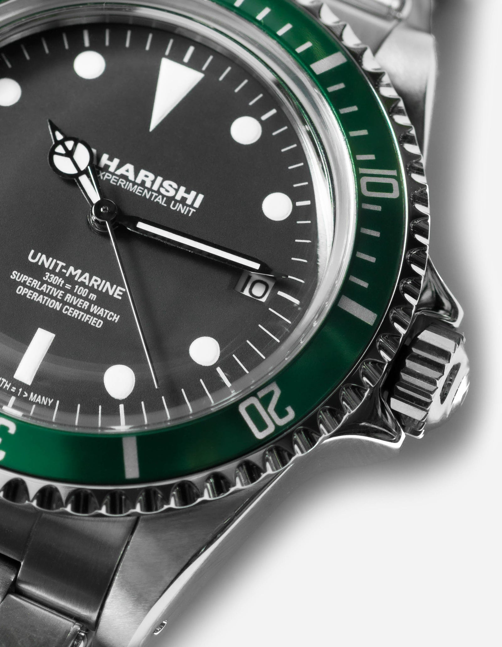 9500 Green Marine Watch Steel Silver