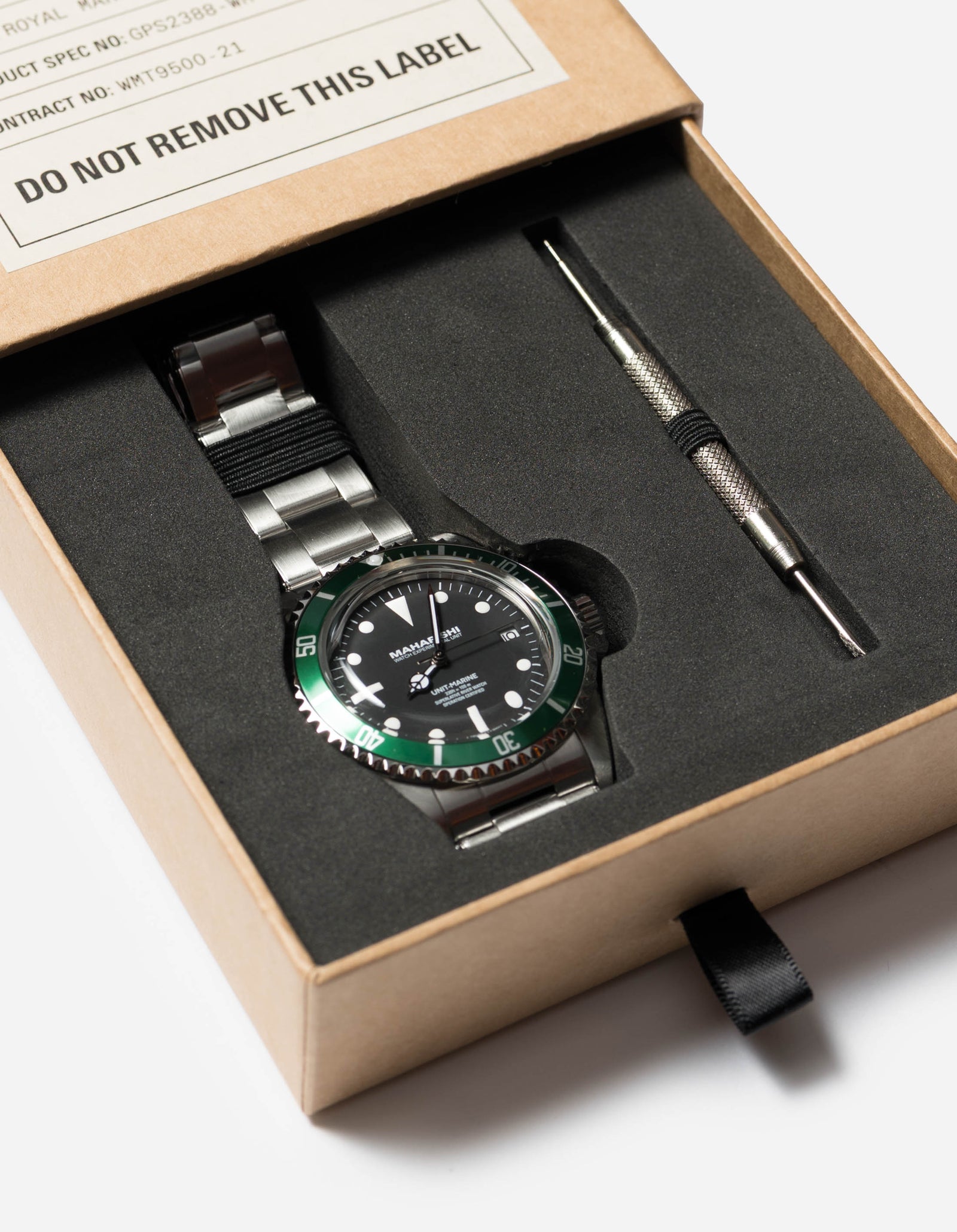 9500 Green Marine Watch Steel Silver
