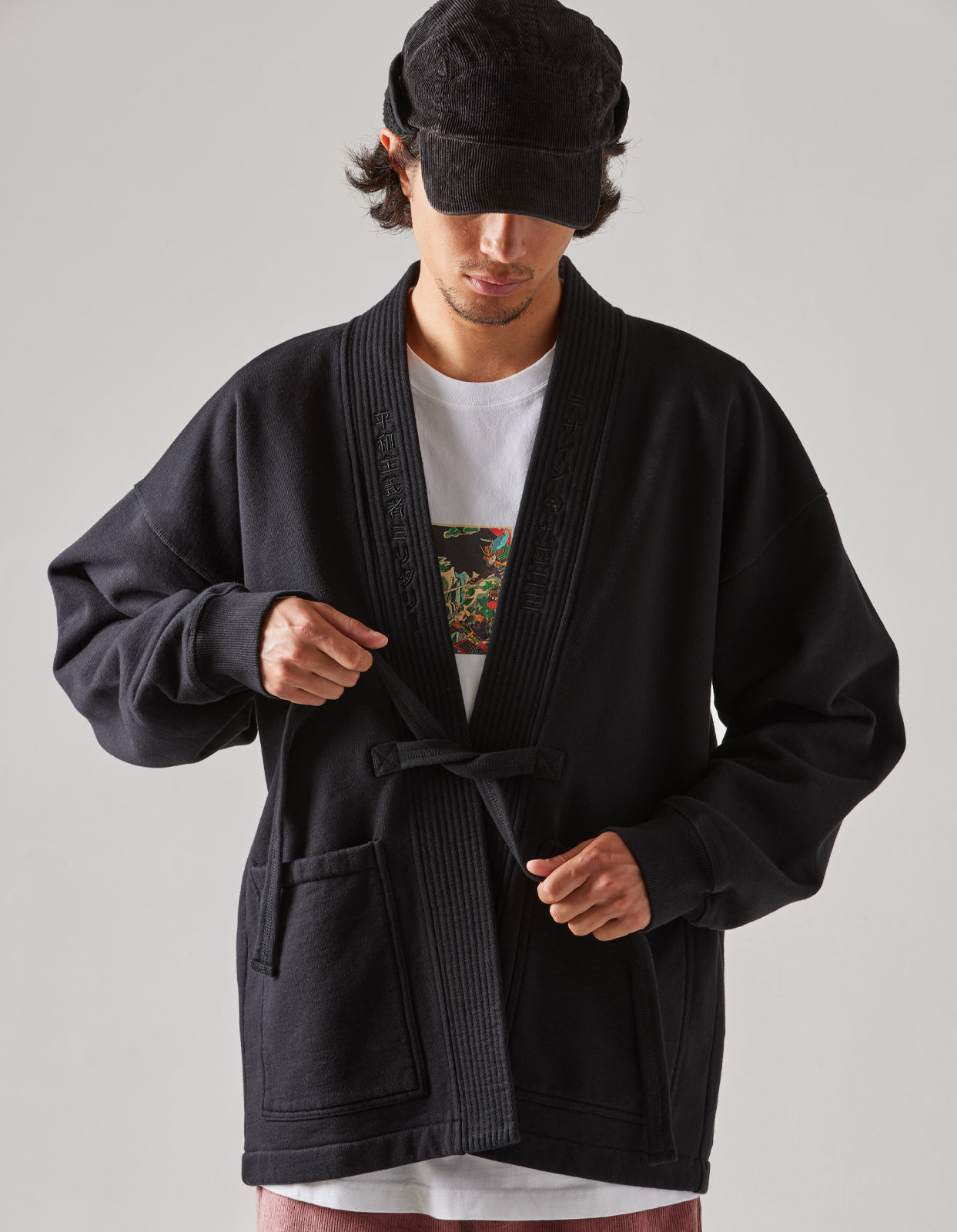4574 Hikeshi Sweat Kimono Black
