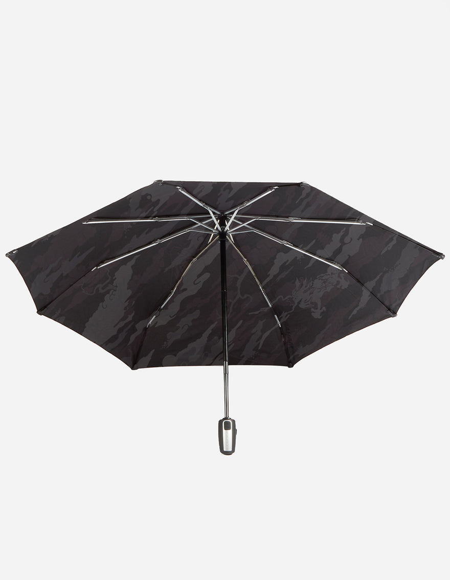 Black umbrella on a white background