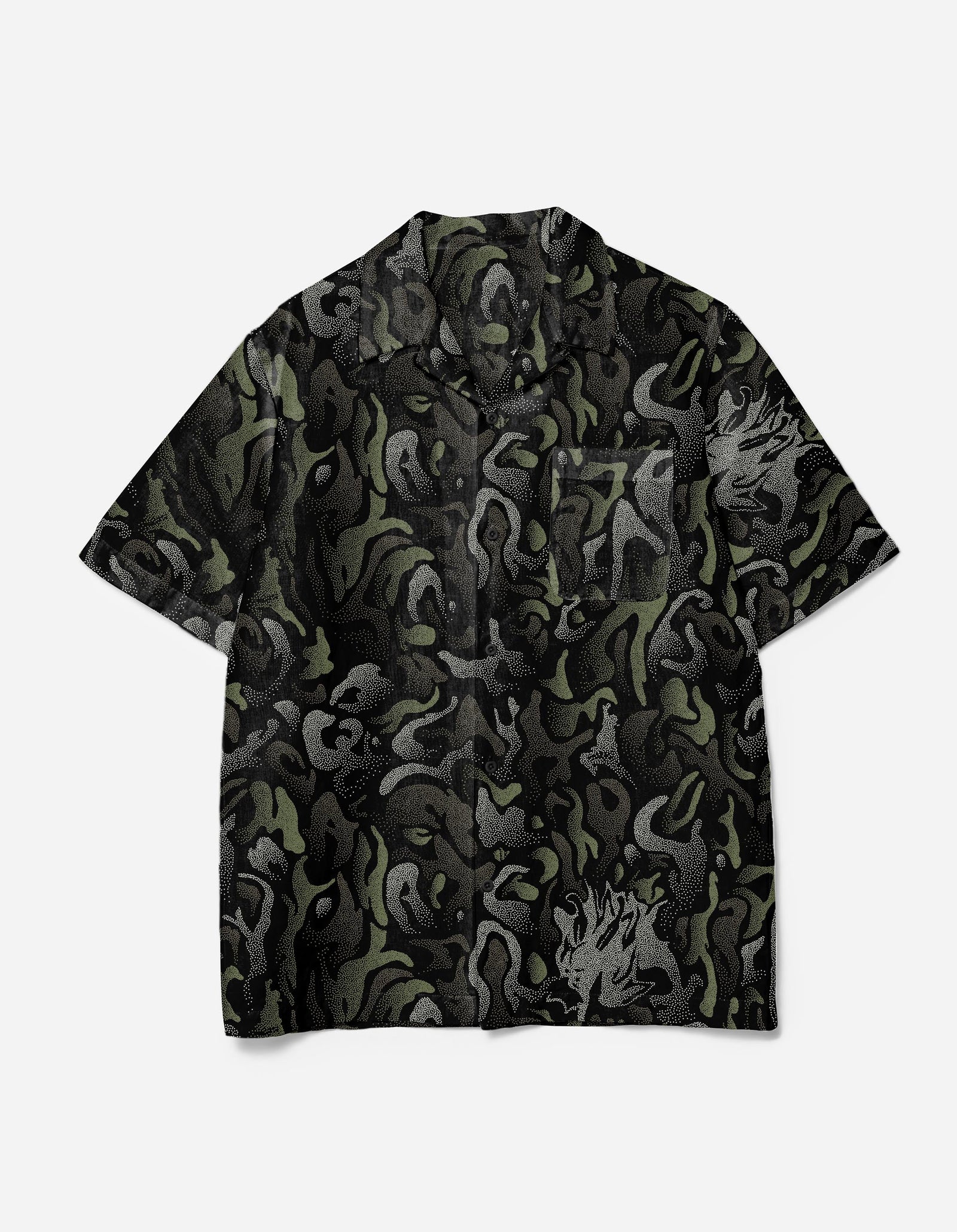 7084 DPM: KorOm Camp Collar S/S Shirt Black