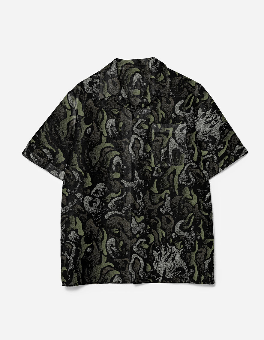 7084 DPM: KorOm Camp Collar S/S Shirt Black