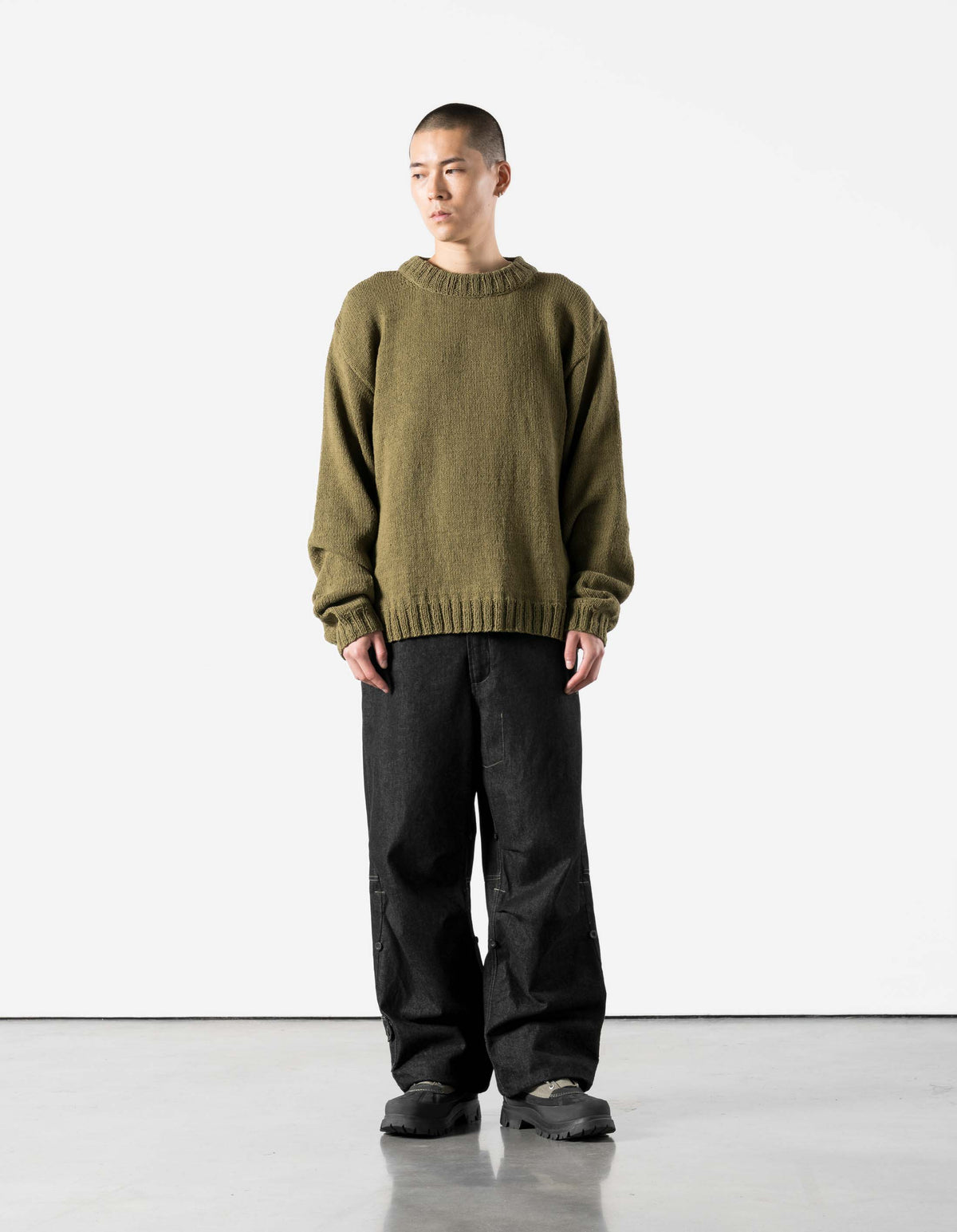 7180 Upcycled Knitted Crew Natural Olive