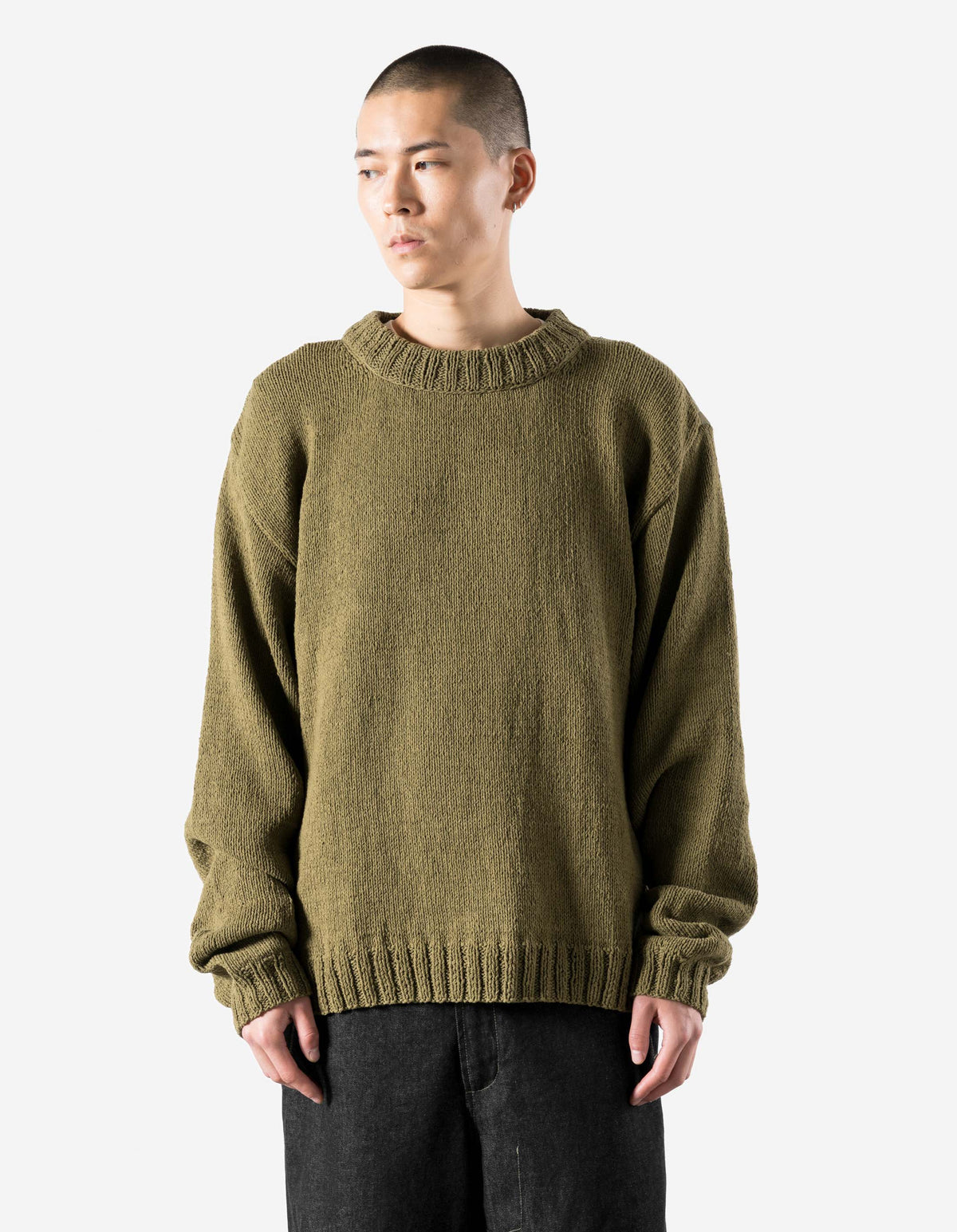 7180 Upcycled Knitted Crew Natural Olive
