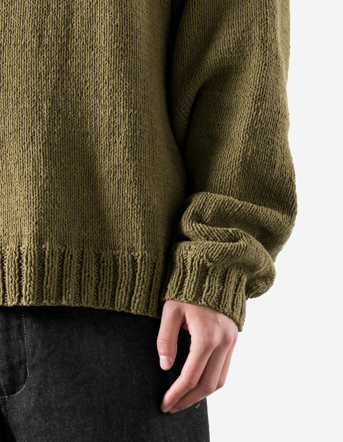 7180 Upcycled Knitted Crew Natural Olive