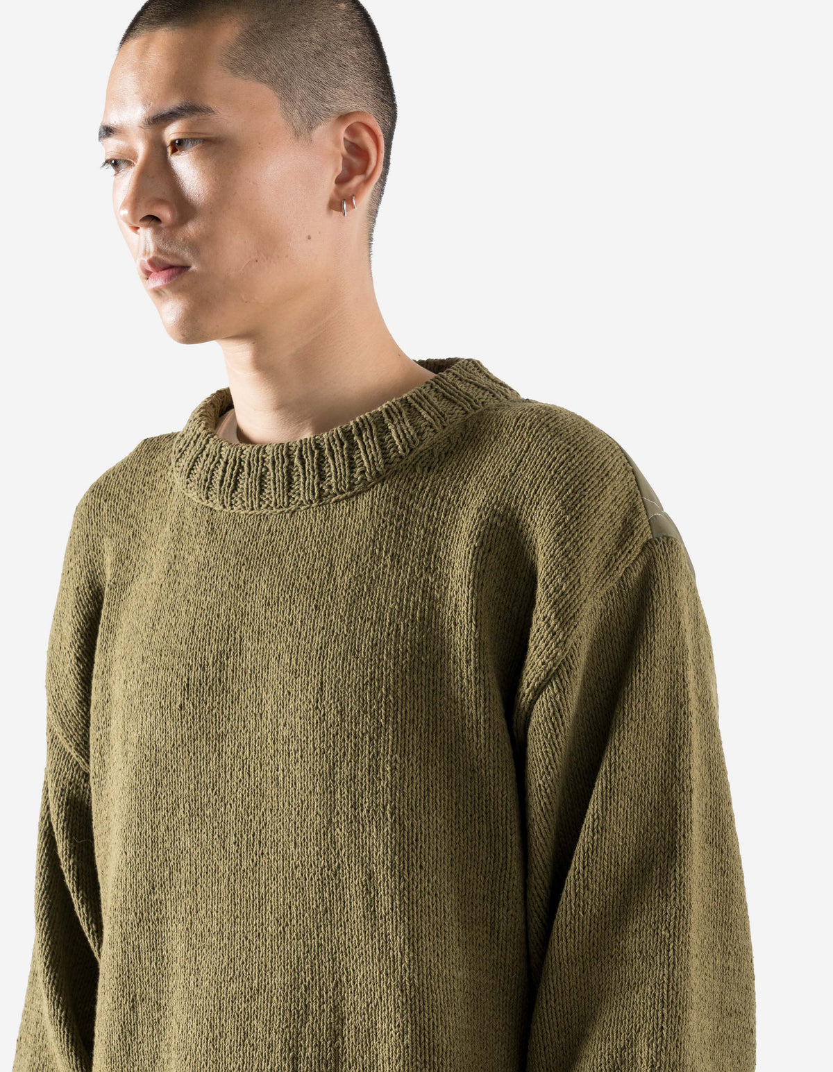 7180 Upcycled Knitted Crew Natural Olive