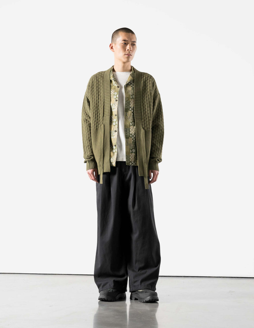 7577 Hemp Knitted Hanten Kimono Olive