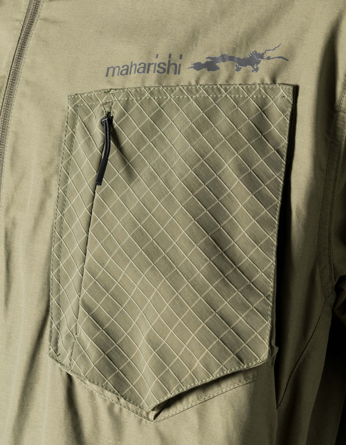 7580 DWR Hemp Asym Wind Breaker Olive OG-107F