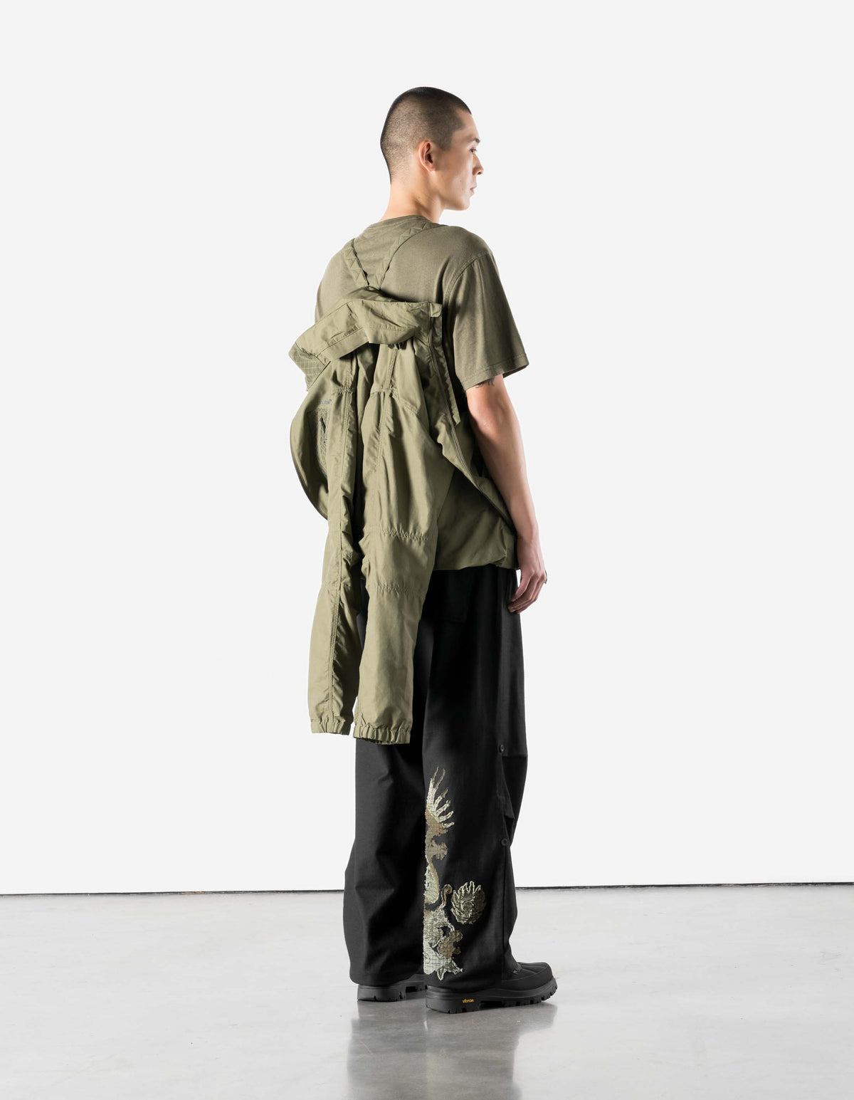 7580 DWR Hemp Asym Wind Breaker Olive OG-107F