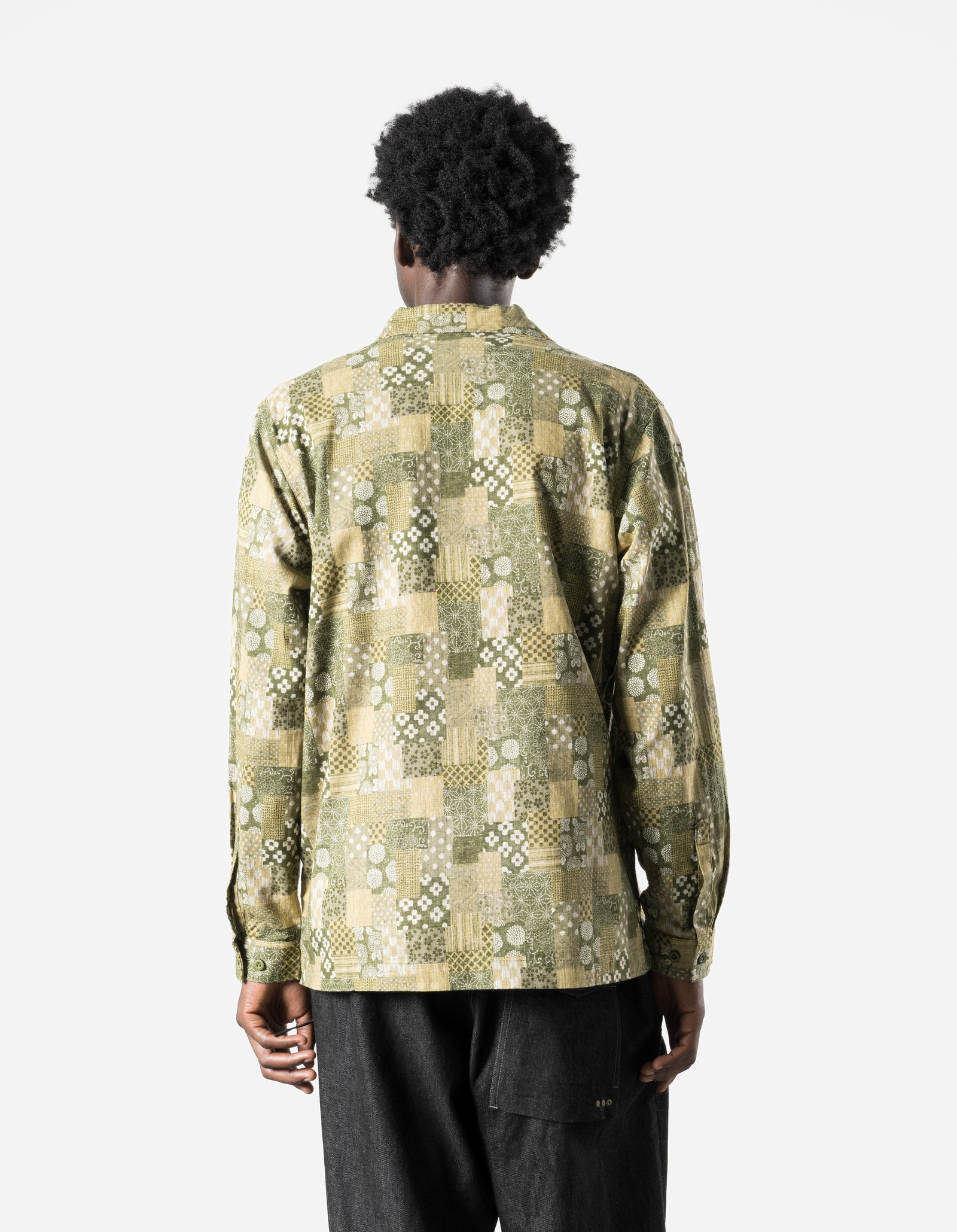 7606 Wagara Cuban Collar Shirt Koke Olive