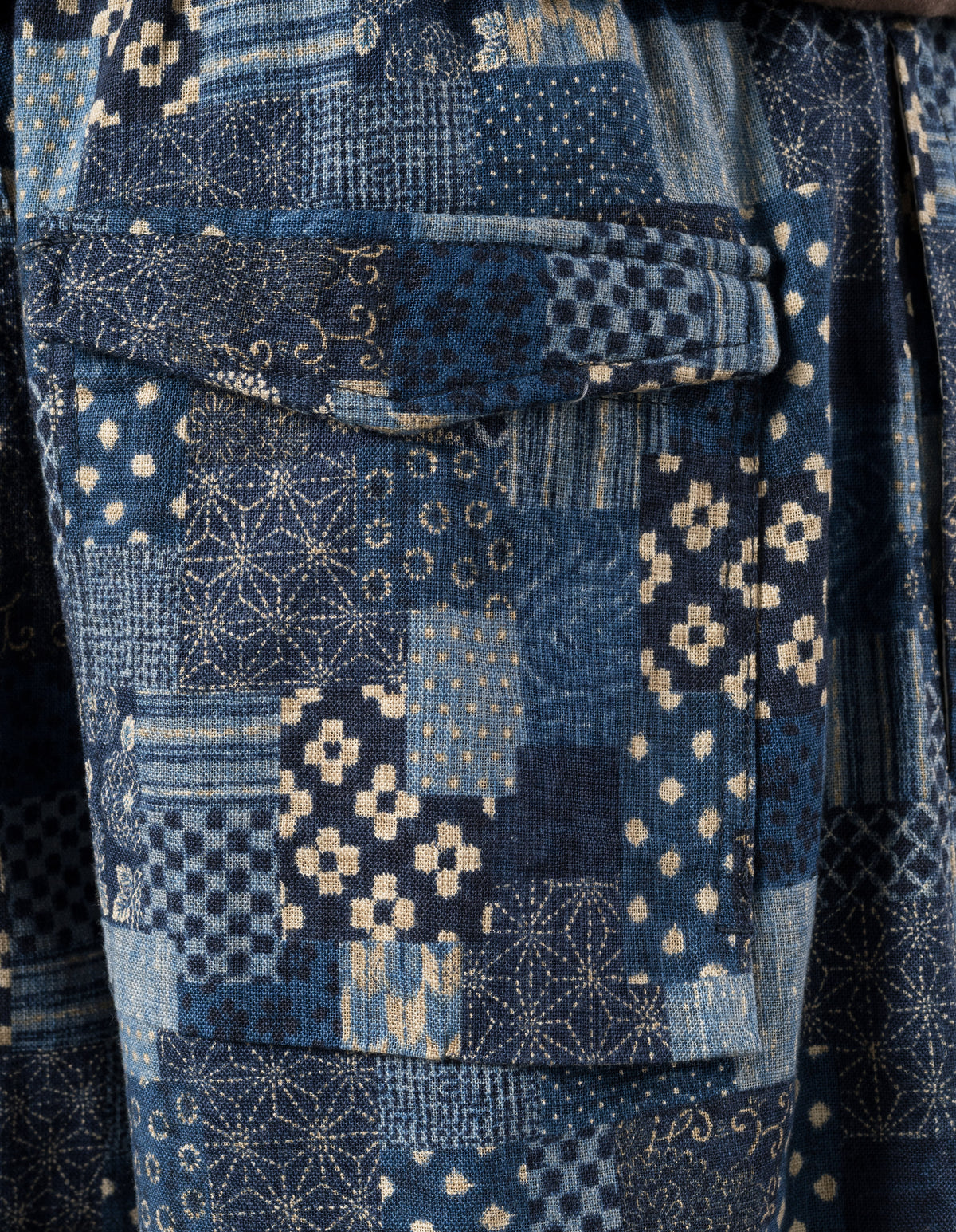 7607 Wagara Loose Pleated Pants Aizome Navy