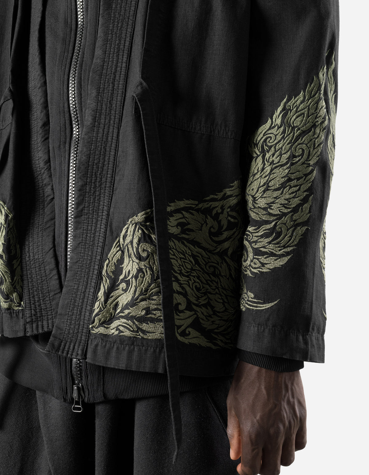 7689 Thai Temple Hanten Shirt Black