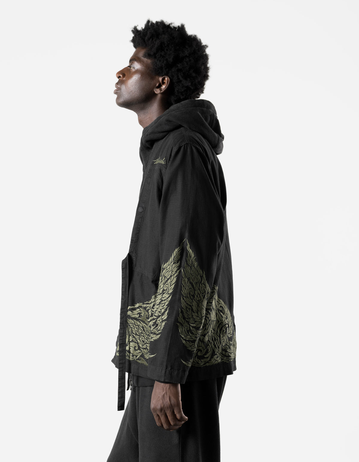 7689 Thai Temple Hanten Shirt Black