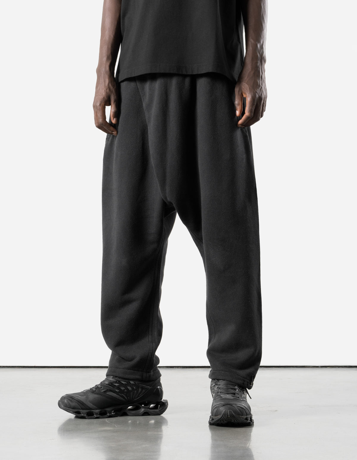 7696 Hemp Sweat Asym Sweatpants Black