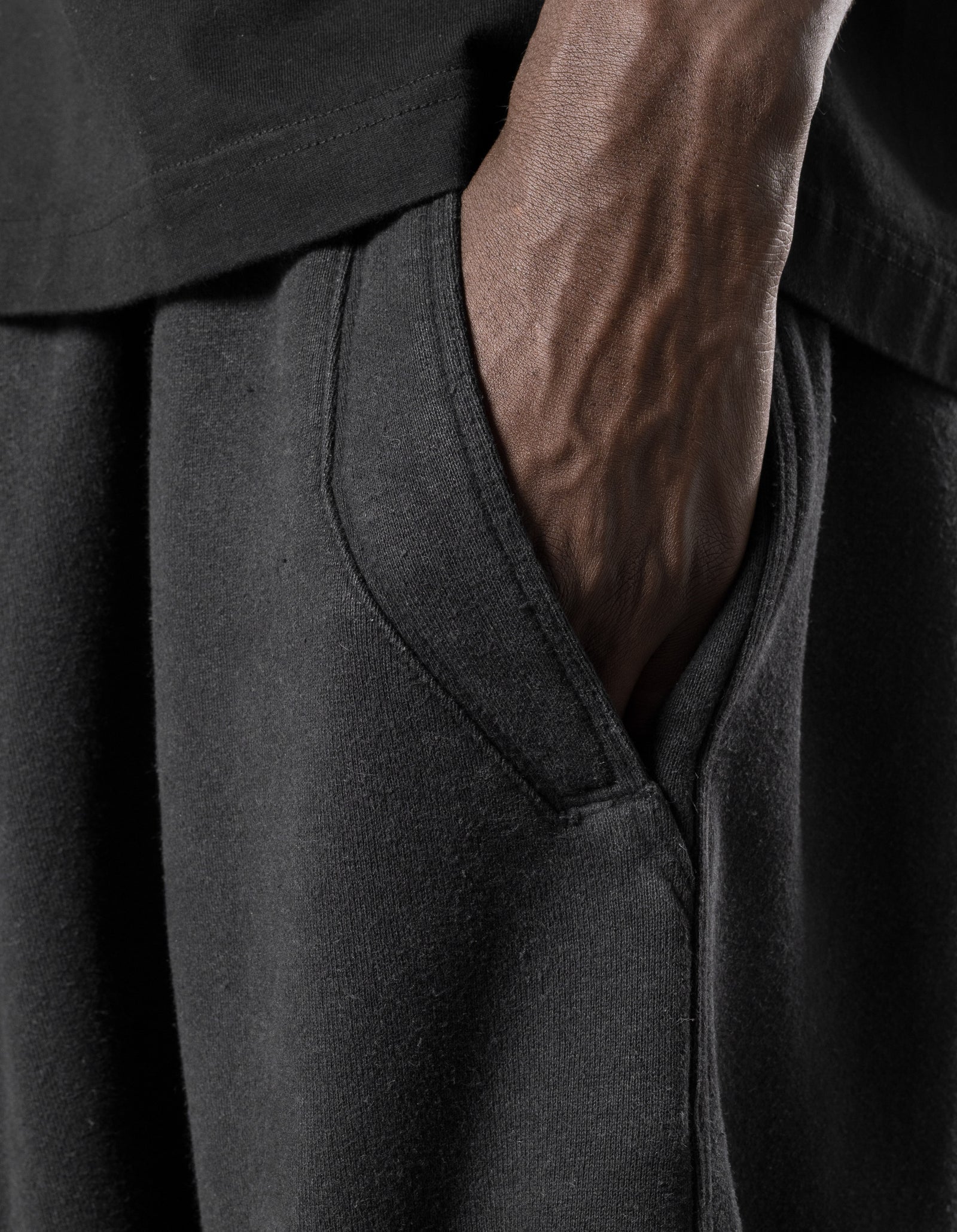 7696 Hemp Sweat Asym Sweatpants Black