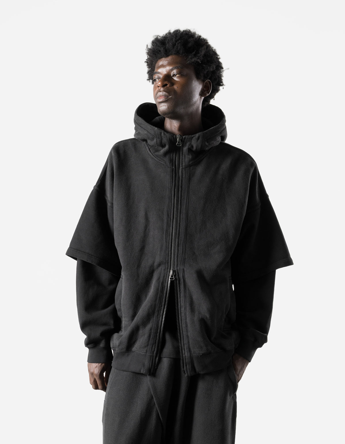 7697 Kimono Sleeve Hemp Hooded Sweat Black