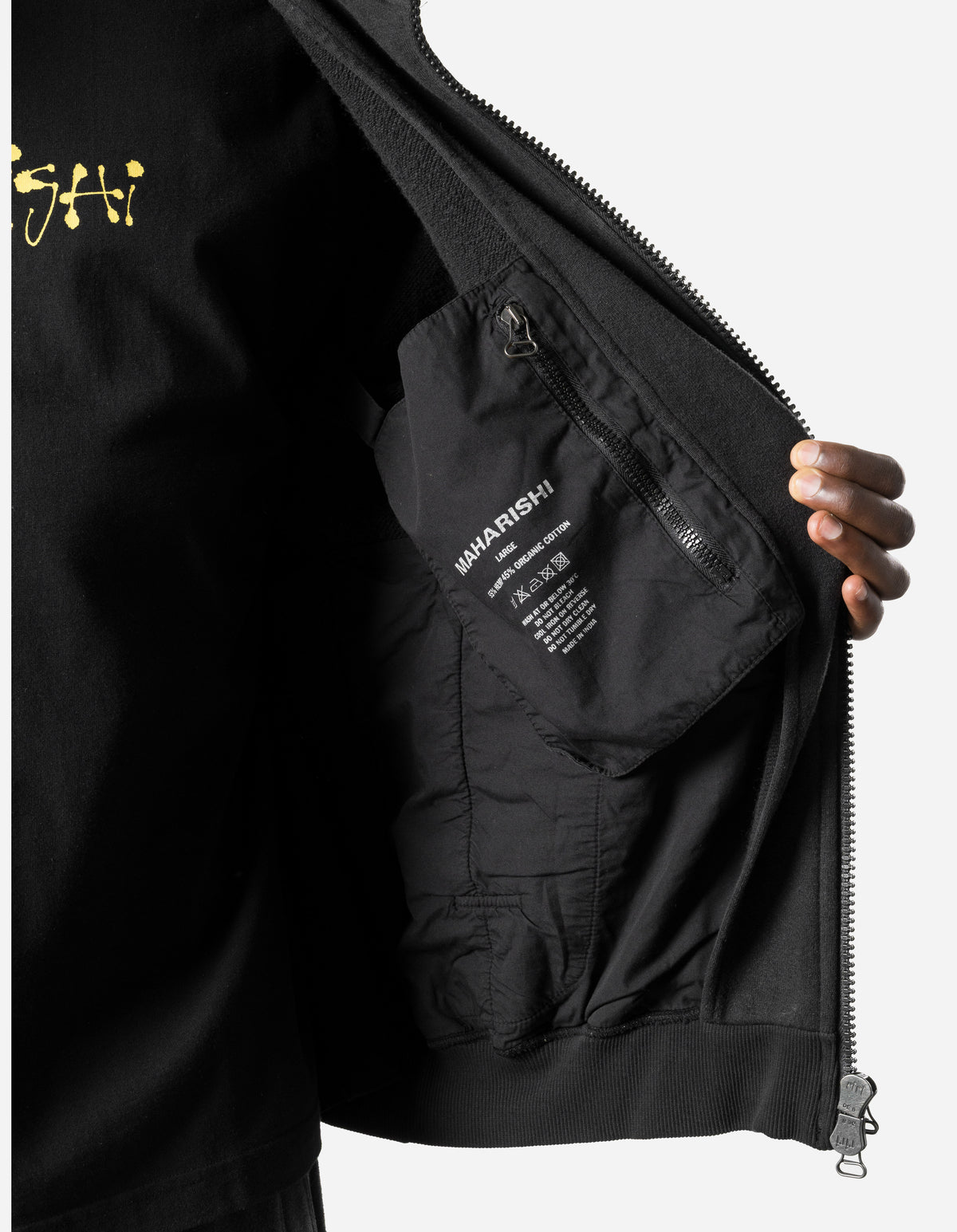 7697 Kimono Sleeve Hemp Hooded Sweat Black