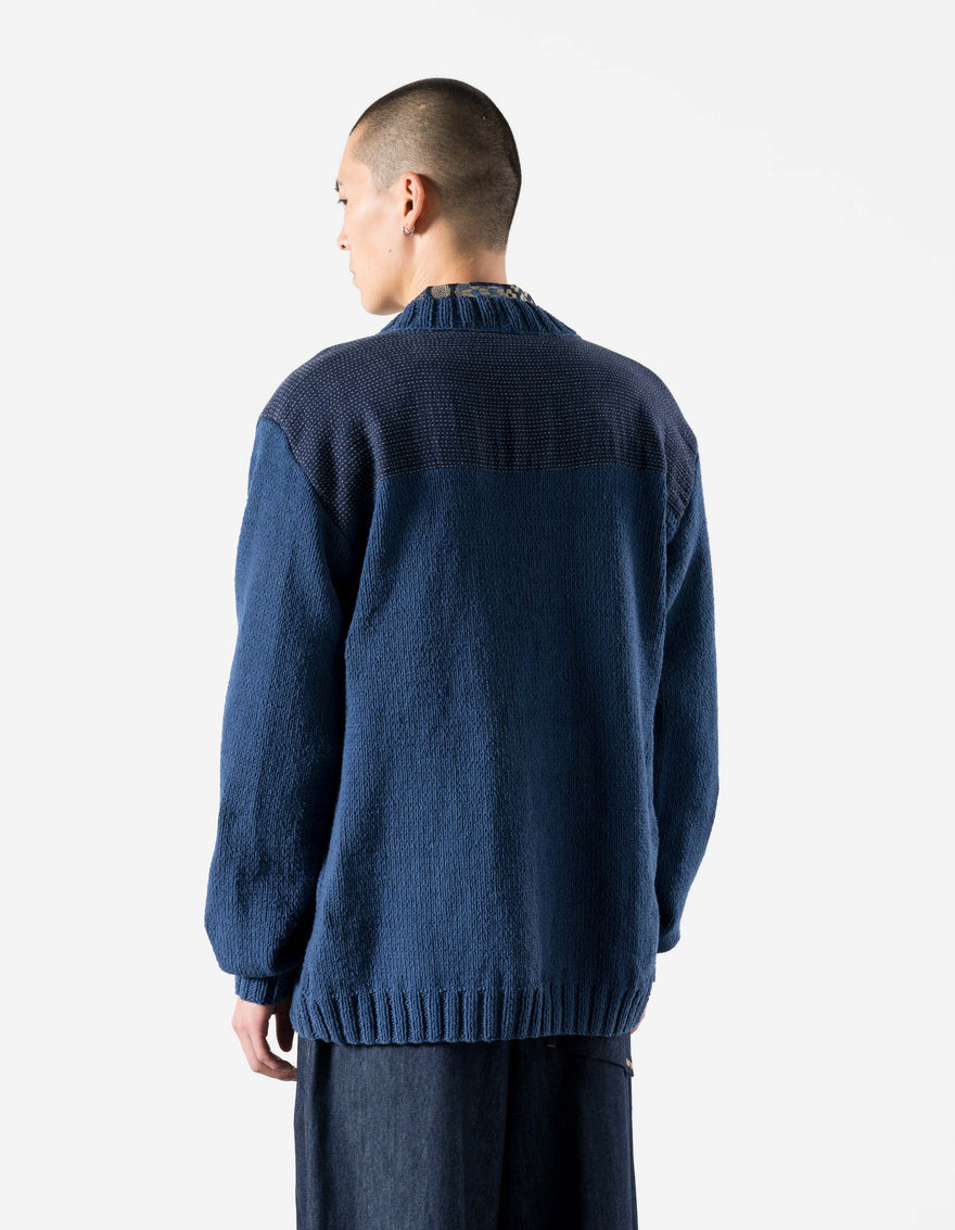 7772 Natural Knitted Cardigan Natural Indigo