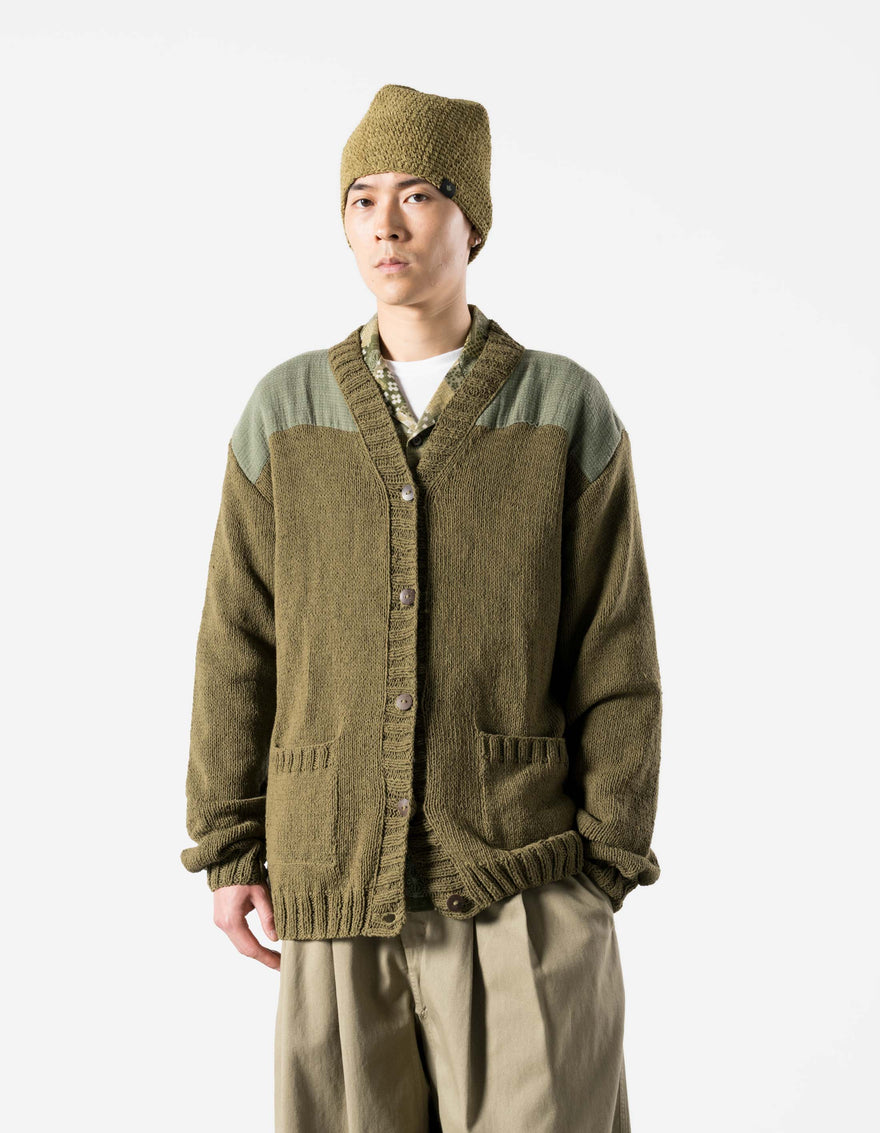 7772 Natural Knitted Cardigan Natural Olive
