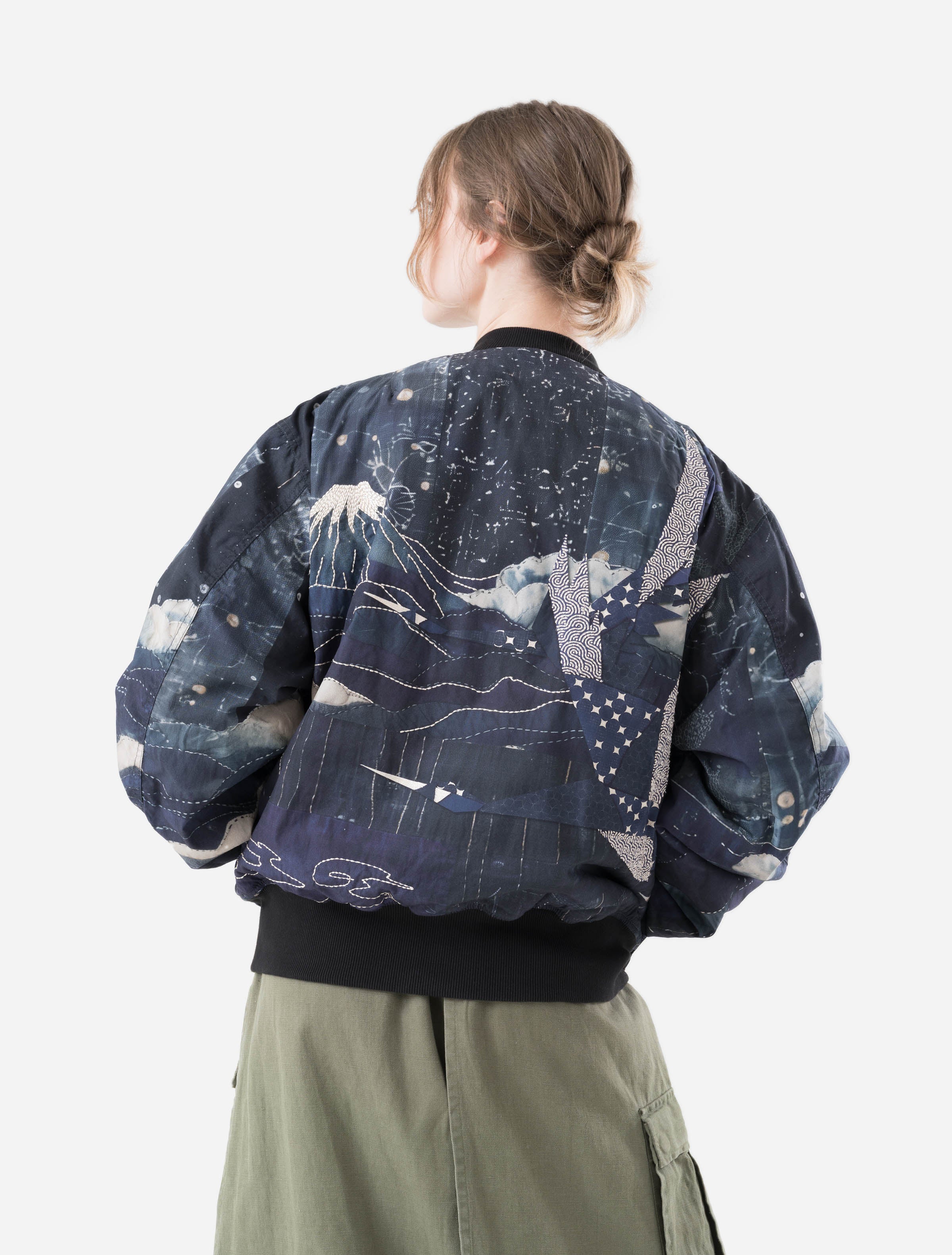 6227 Boro Crane Monk MA1 Embroidered Jacket Indigo – Maharishi