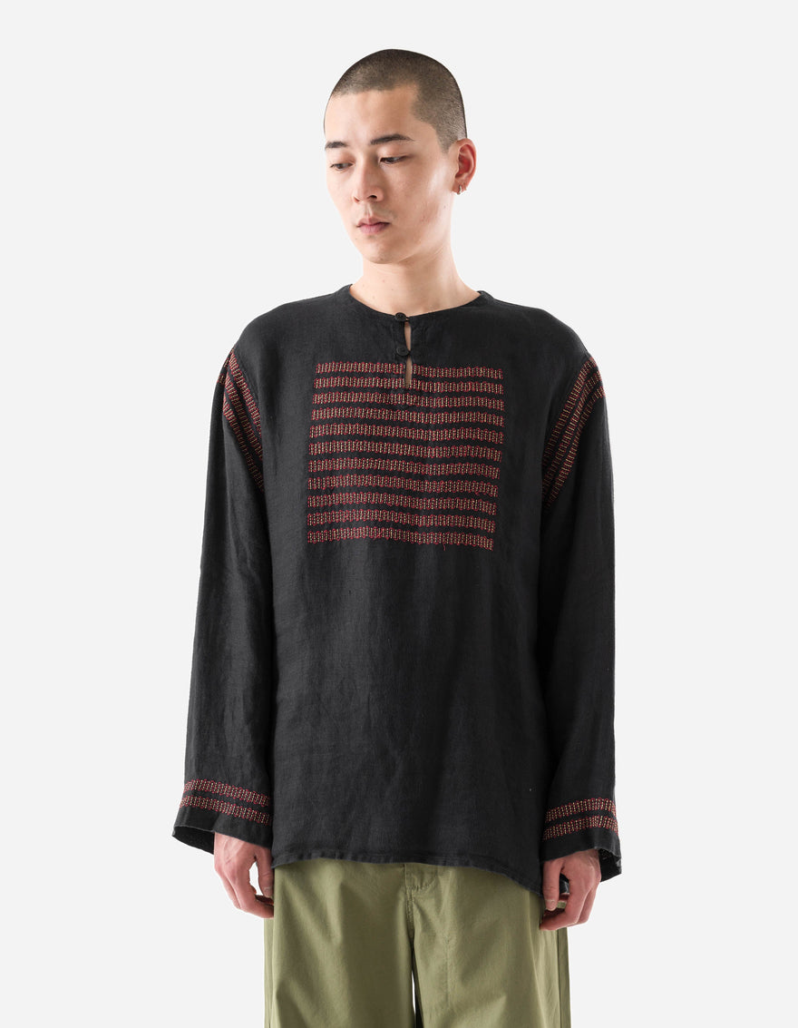 7341 Hill Tribe Kurta Shirt Black