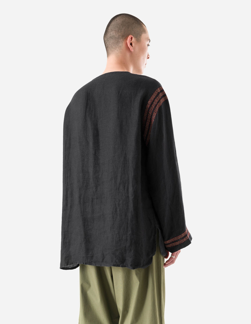 7341 Hill Tribe Kurta Shirt Black
