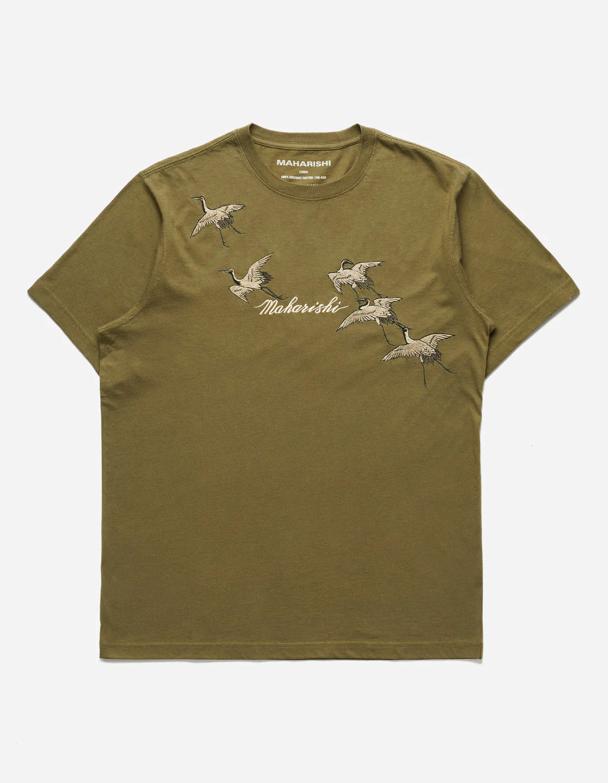 4507 Flying Peace Cranes T-Shirt Olive OG-107F