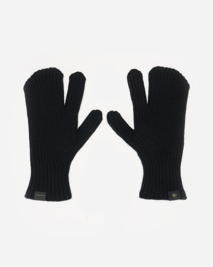 Pair of black gloves on a white background