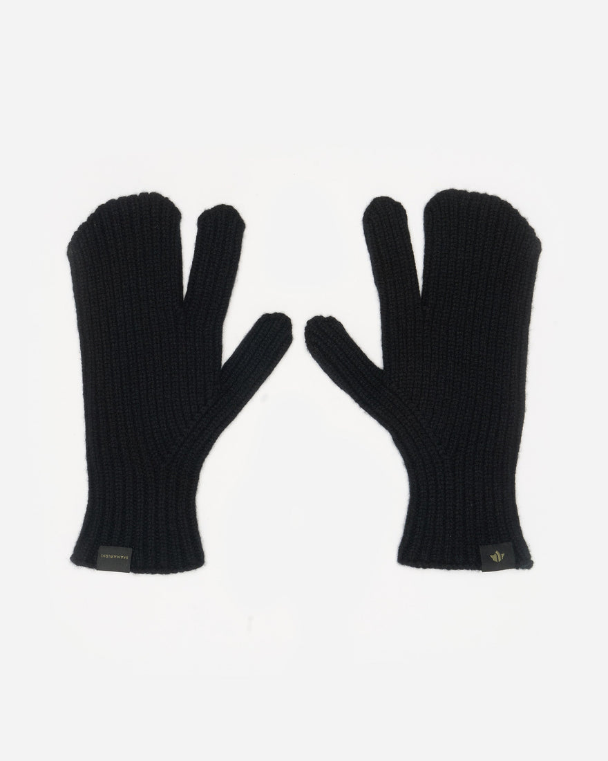 Pair of black gloves on a white background