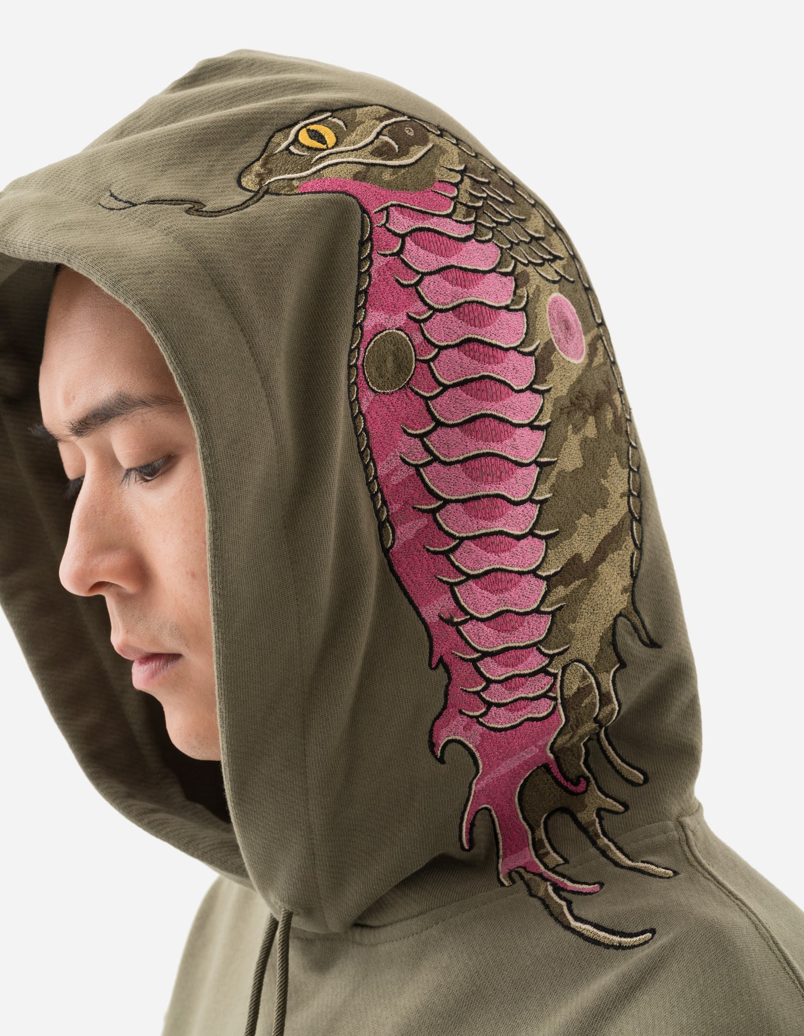 6010 Cobra Organic Hooded Sweat Olive OG-107F